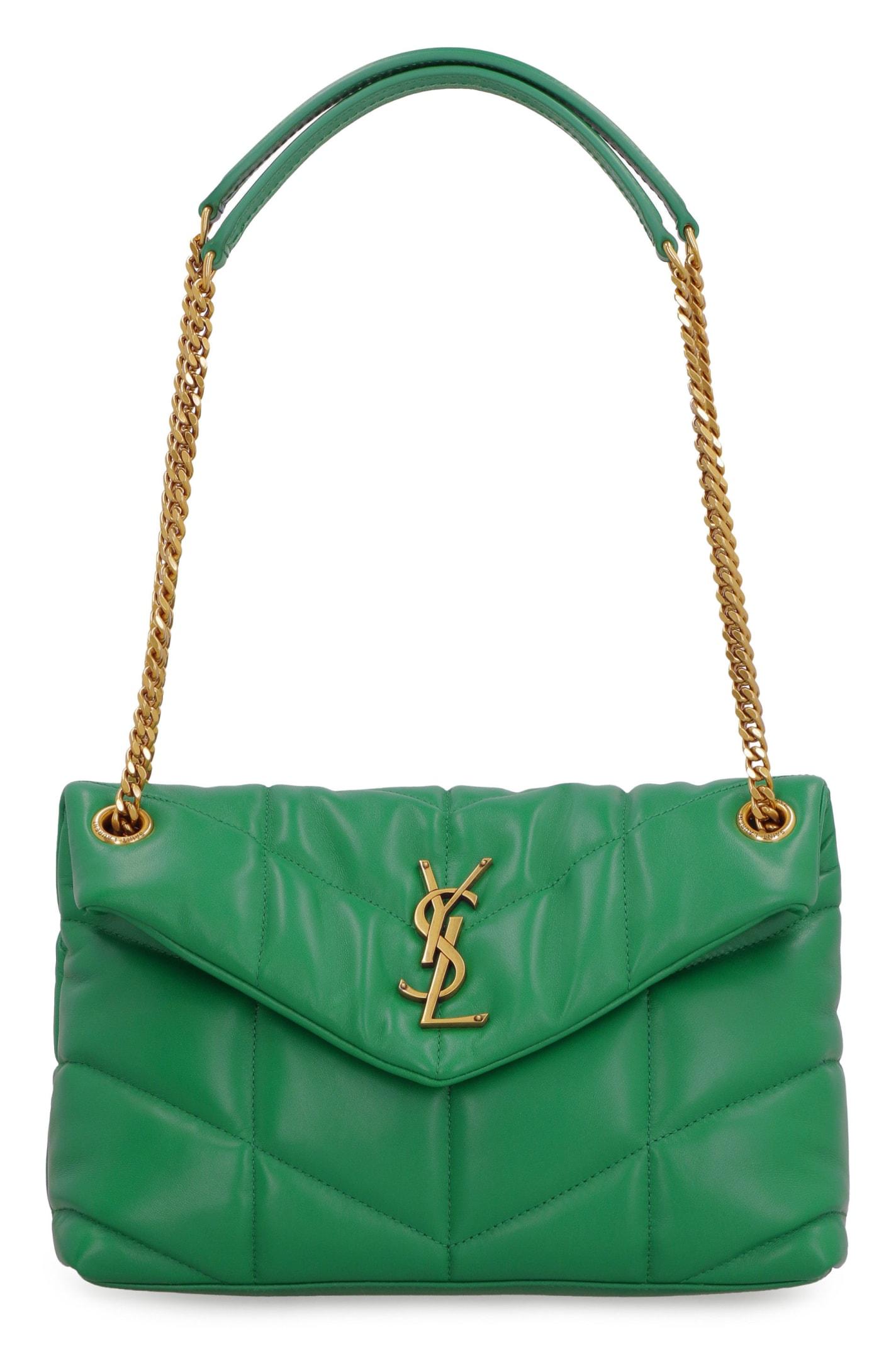 Saint Laurent Puffer Leather Crossbody Bag in Green Lyst