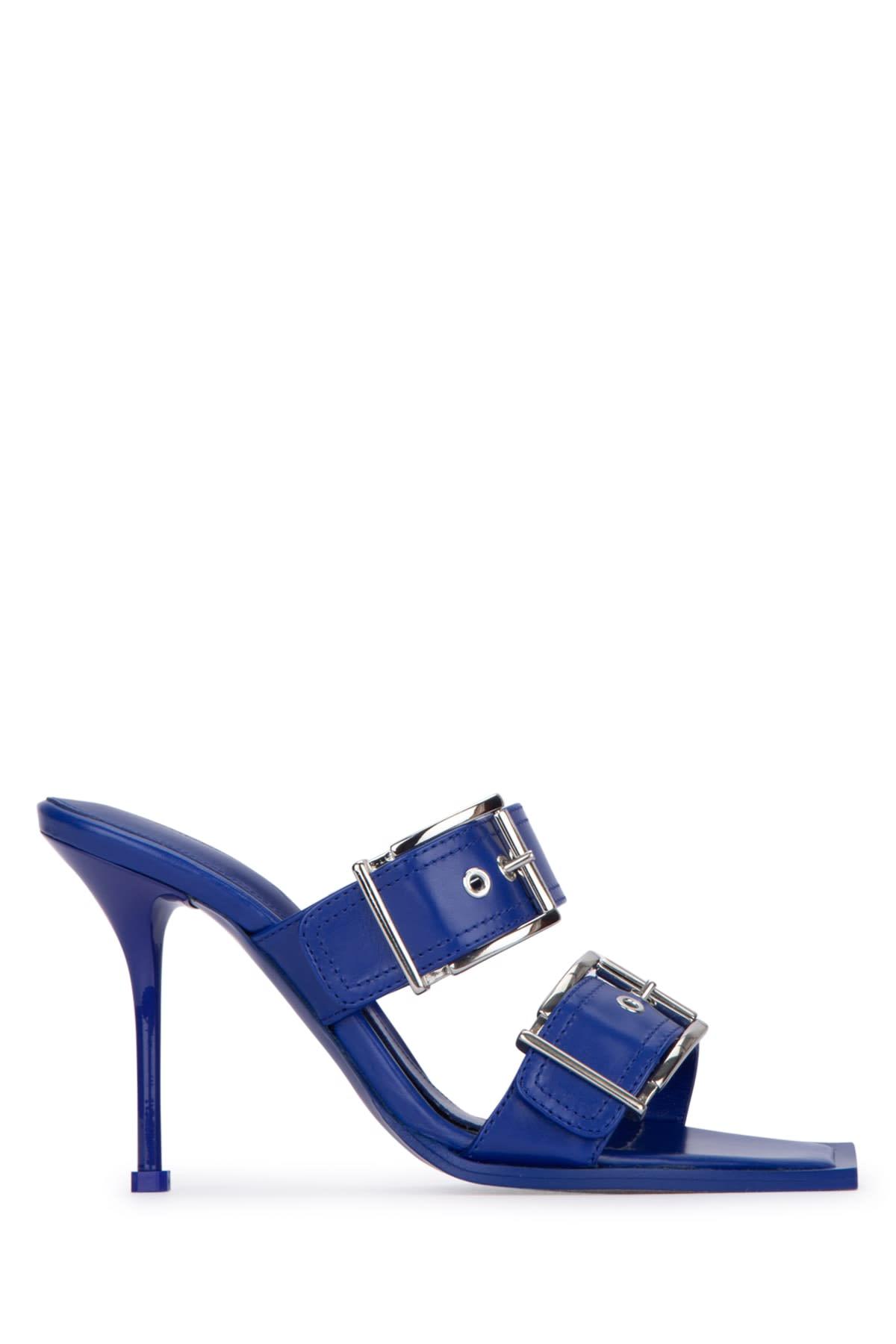 Alexander McQueen 120mm leather platform mules - Blue