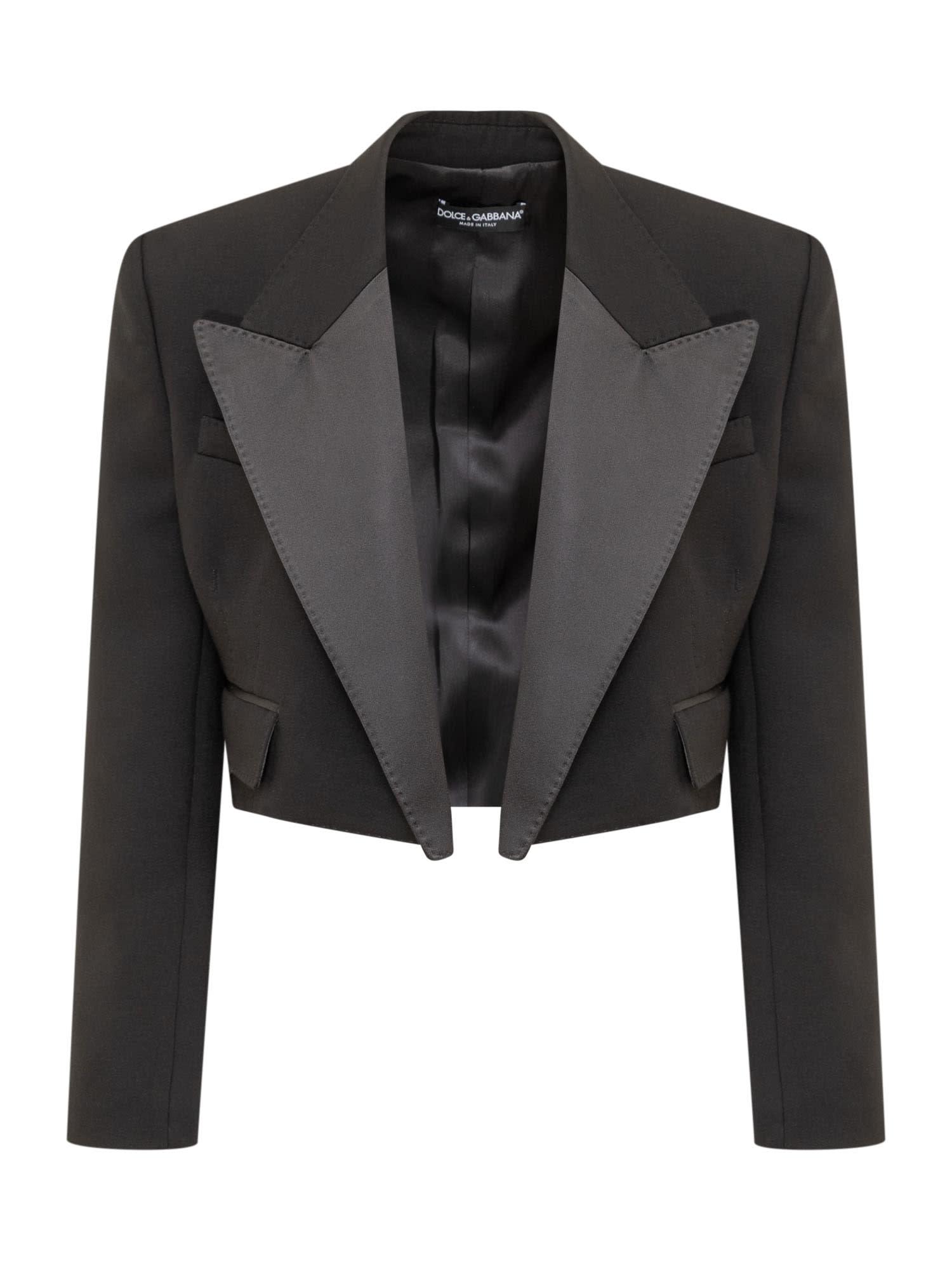 Dolce & Gabbana Cropped Blazer in Black | Lyst