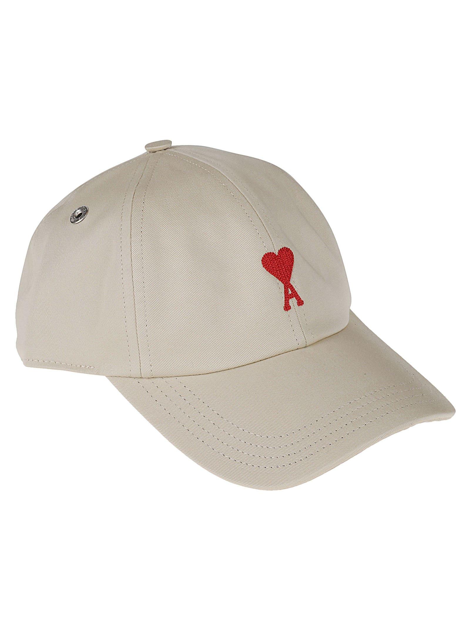 Ami Paris Logo Heart Baseball Cap in Natural for Men | Lyst