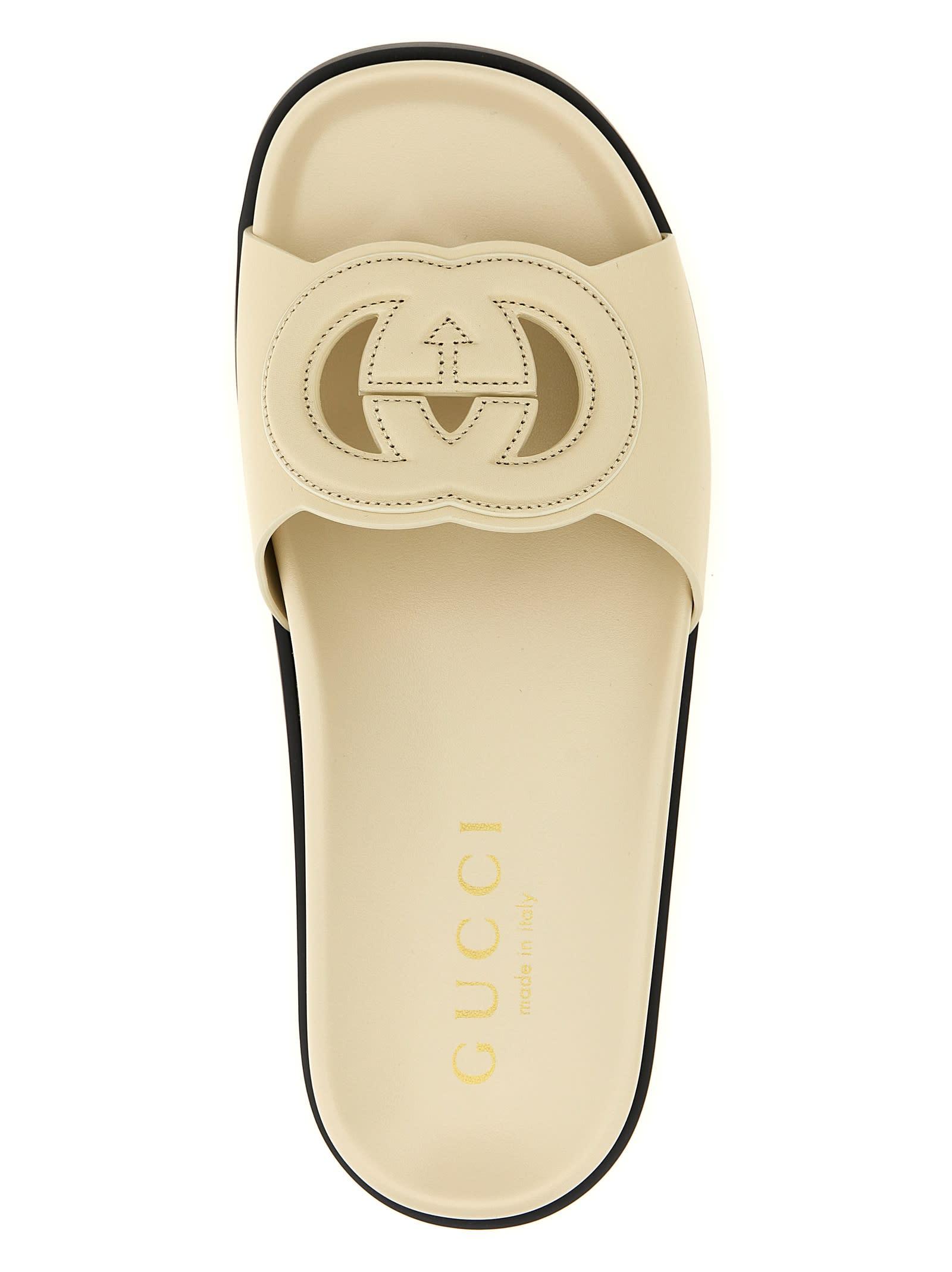 Gucci Logo Cut Out Slides | Lyst