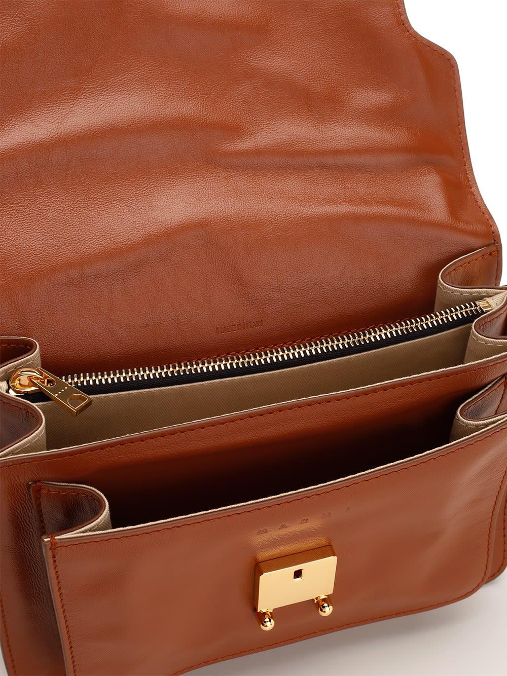 Marni Brown Medium Soft Trunk Shoulder Bag