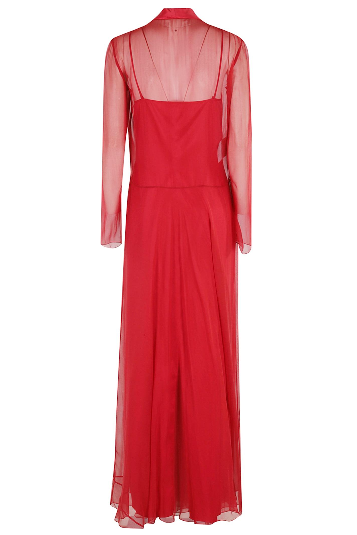 Alberta Ferretti Flowing Silk Maxi Dress With V-Neck in Red Lyst UK