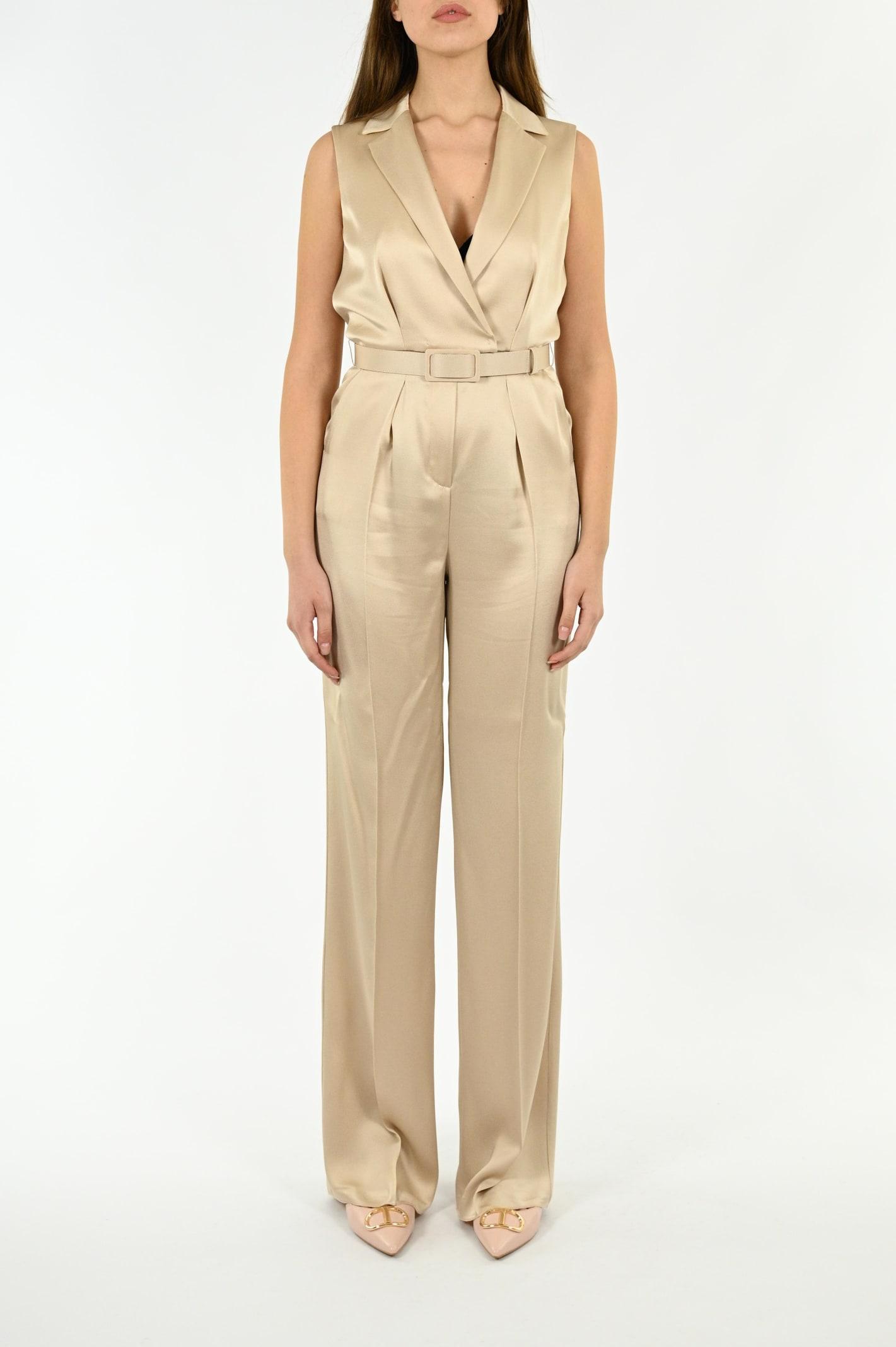 Max Mara Studio Scrigno Tuxedoeffect Jumpsuit in Natural Lyst