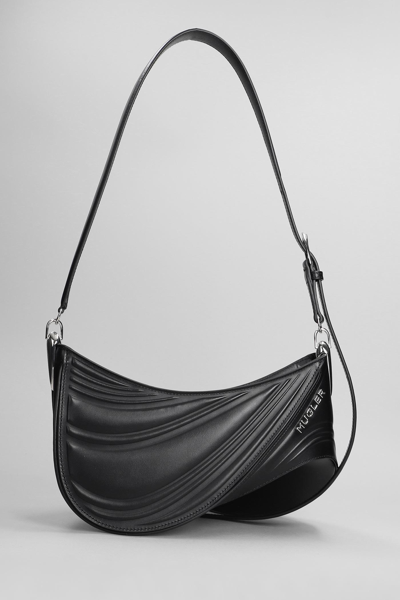 Mugler Spiral Bag Medium Shoulder Bag In Black Leather | Lyst