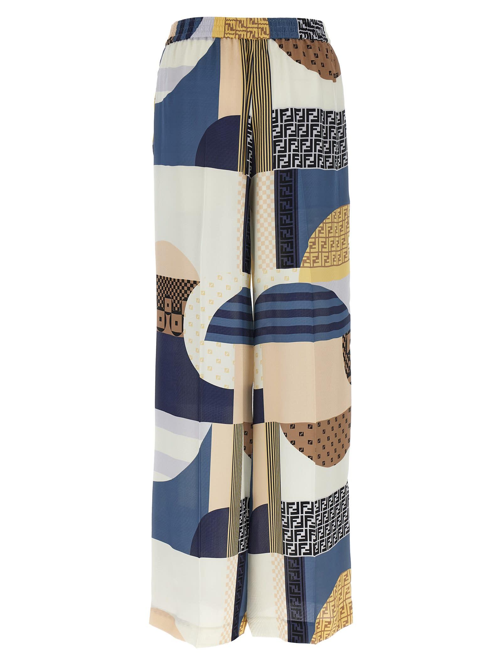 【関税＆送料込み】Fendi Patchwork Silk Pants Pants Silk Multicolor | Fendi