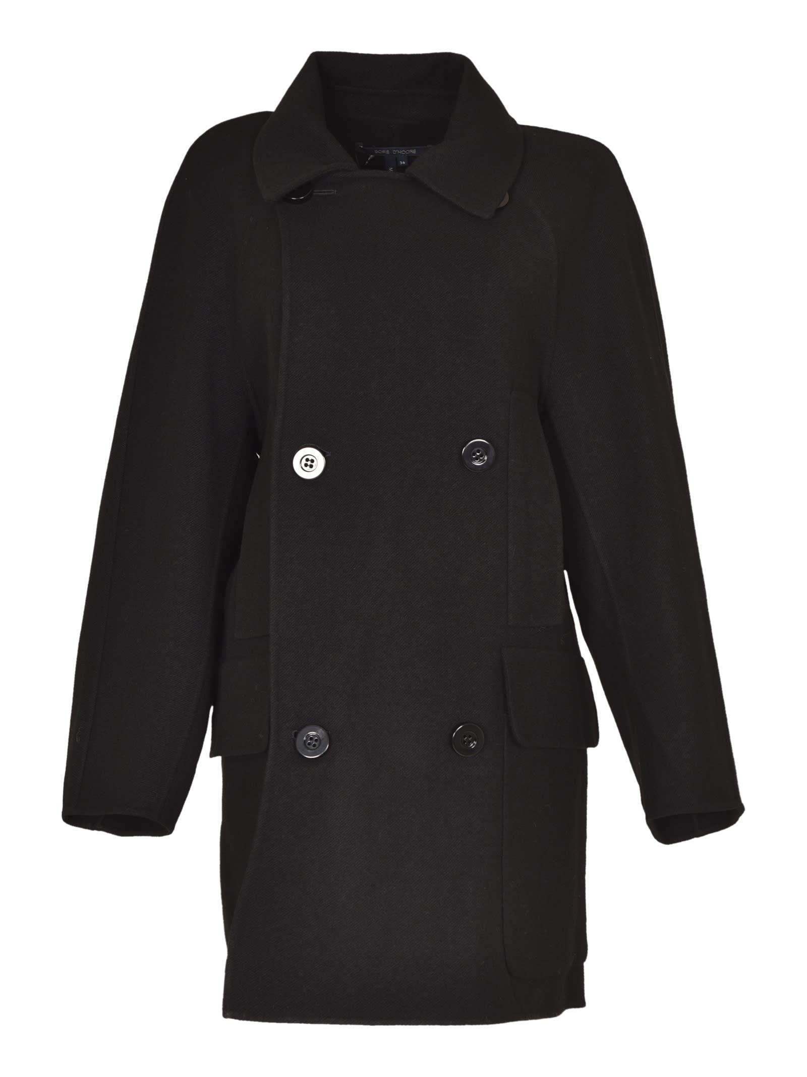 Sofie D'Hoore Patched Pocket Double-breasted Coat in Black | Lyst