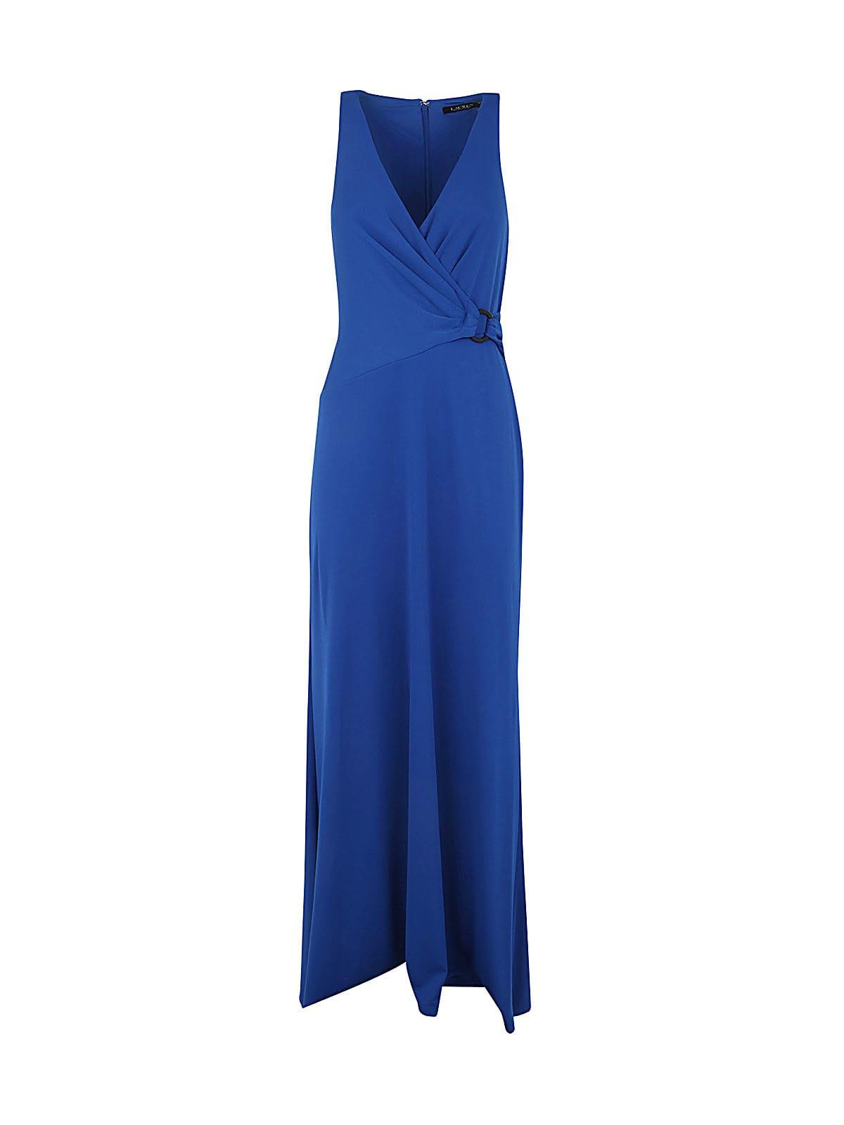 Ralph Lauren Long Dress Polyester Gown in Blue | Lyst