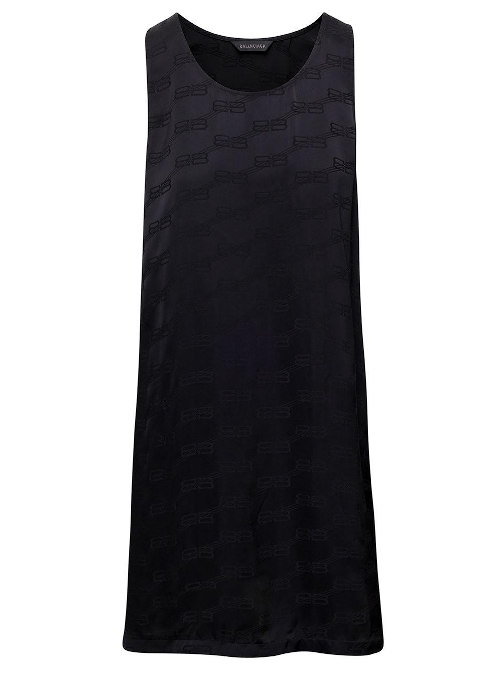 Balenciaga Fluid Tank Top With Bb Monogram Logo Al-over In Viscose Woman in  Black | Lyst