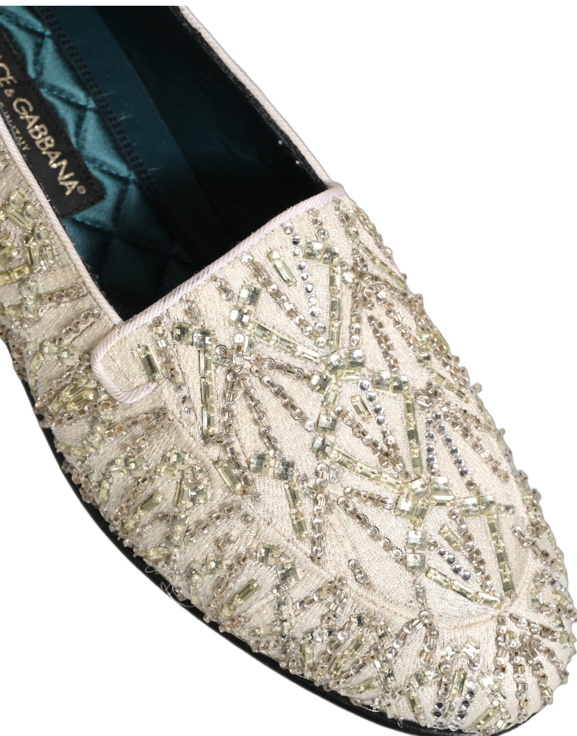 Dolce & Gabbana White Gold Sequined Slip On Loafers Men\'s Shoes Dolce & Gabbana Black Slip On Printed Men Loafers Men main image 4