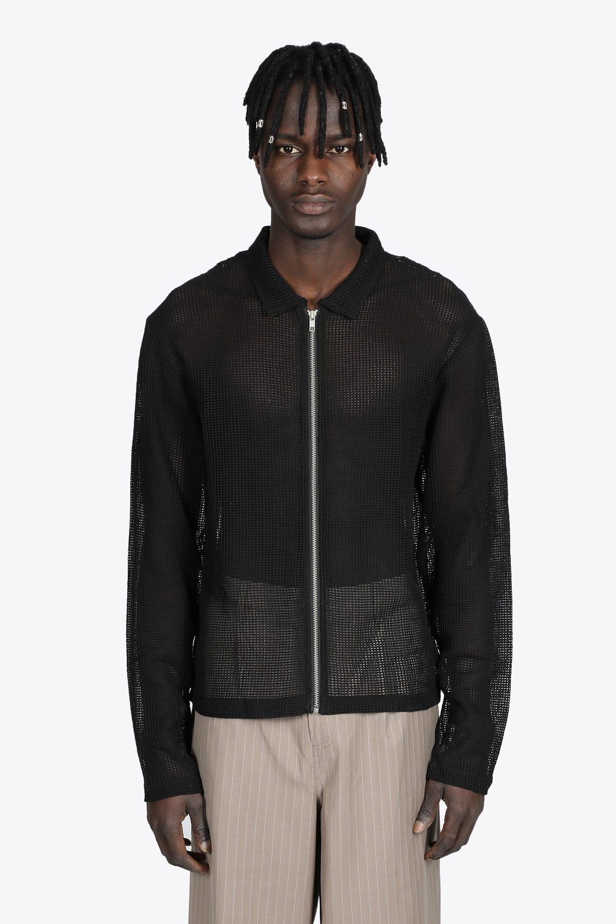 Stussy Cotton Mesh Zip Ls Shirt Black 