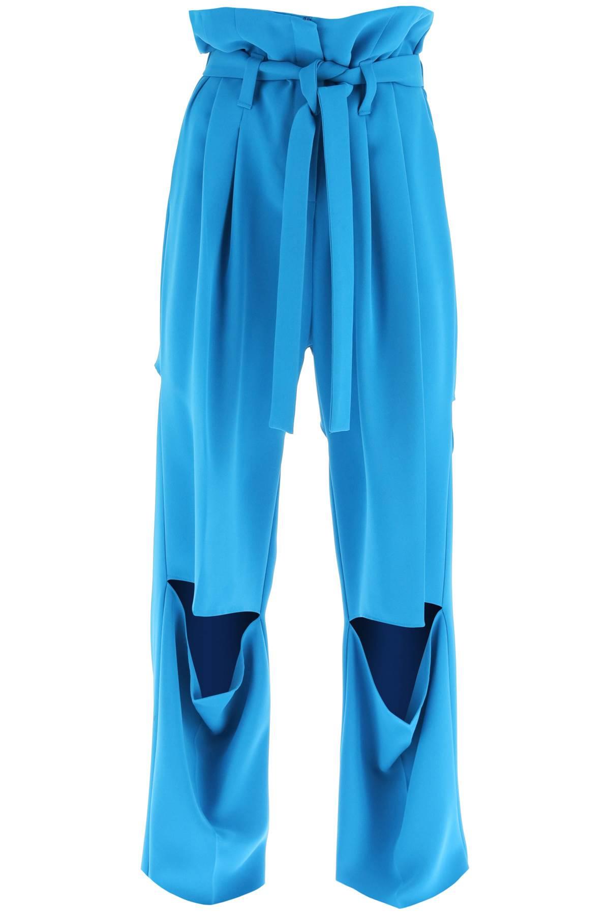 A.W.A.K.E. MODE Wideleg Pants With Cut Outs in Blue Lyst