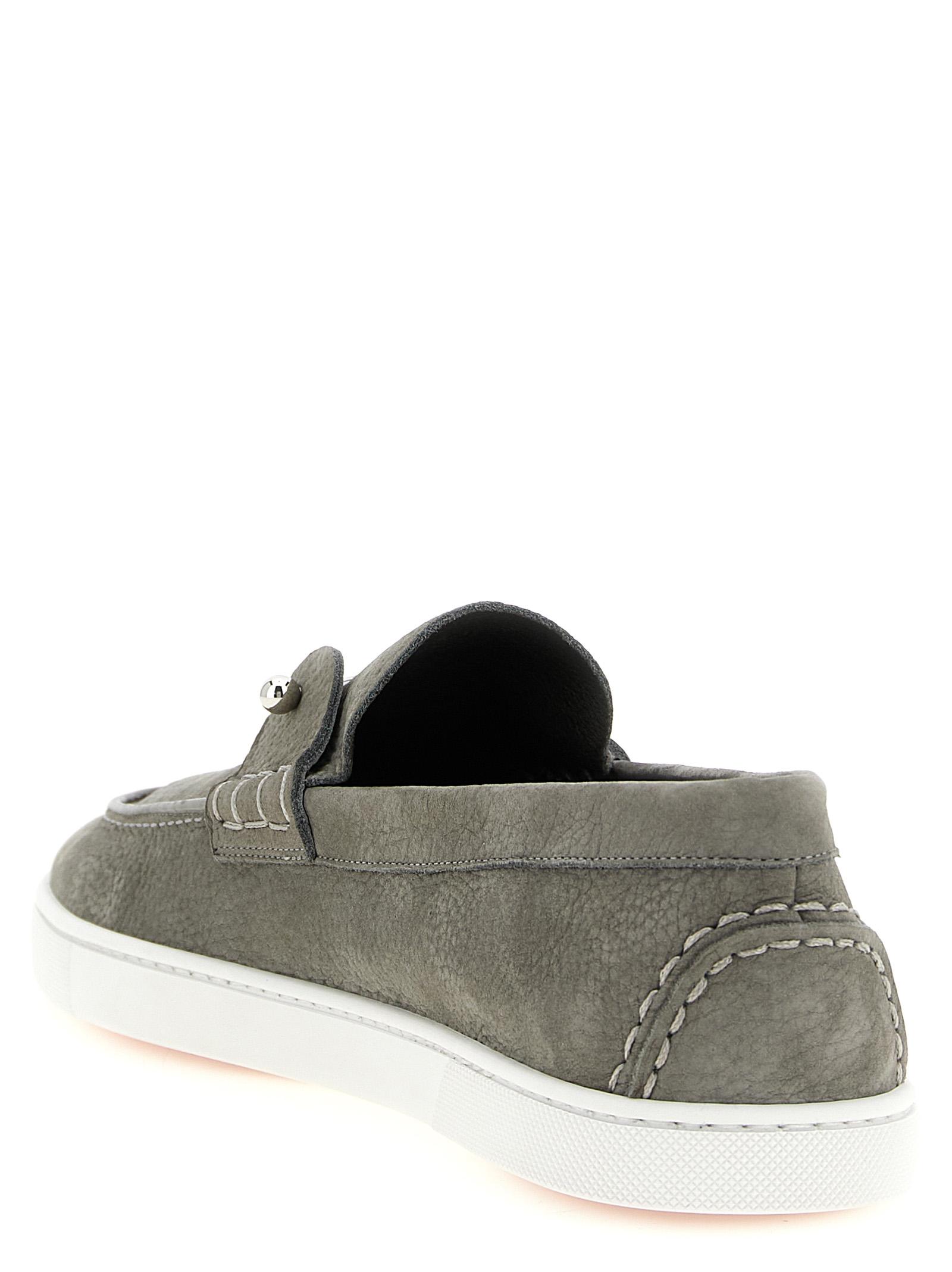 Christian Louboutin Calfskin Slip-On Loafers in Green for 