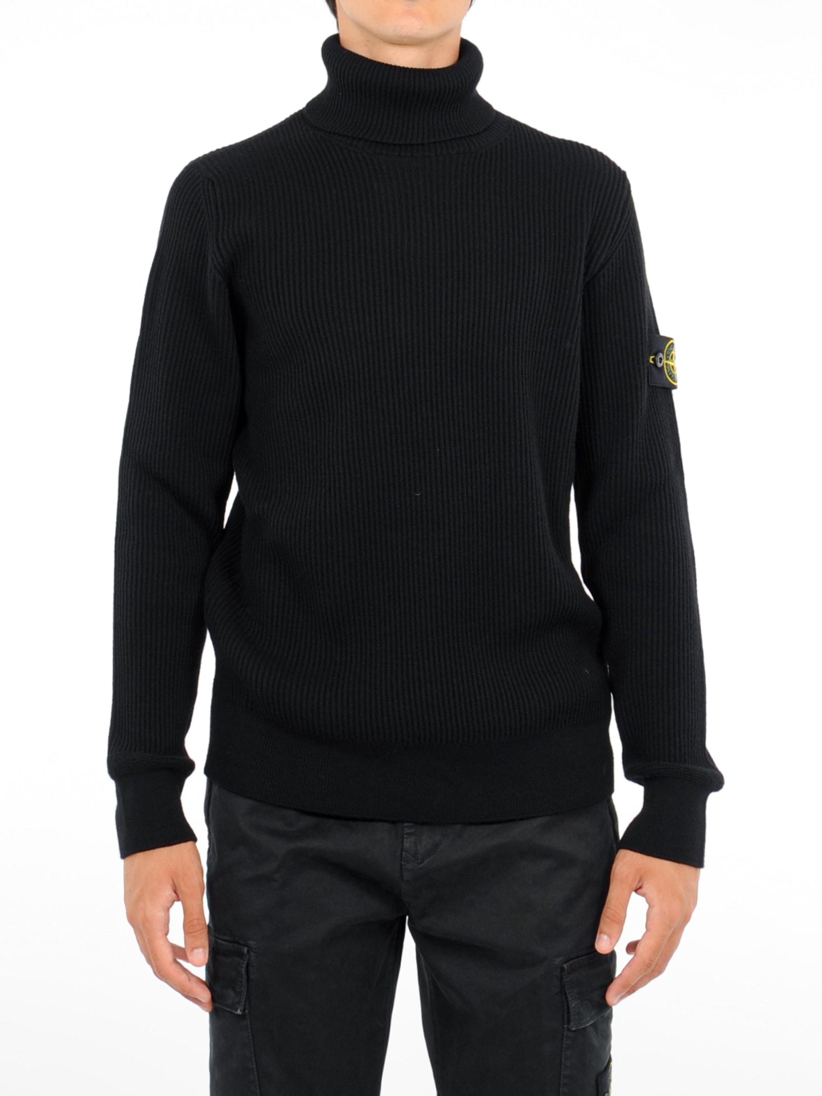 Stone Island Turtle Neck Knit Sweater in Black for Men | Lyst