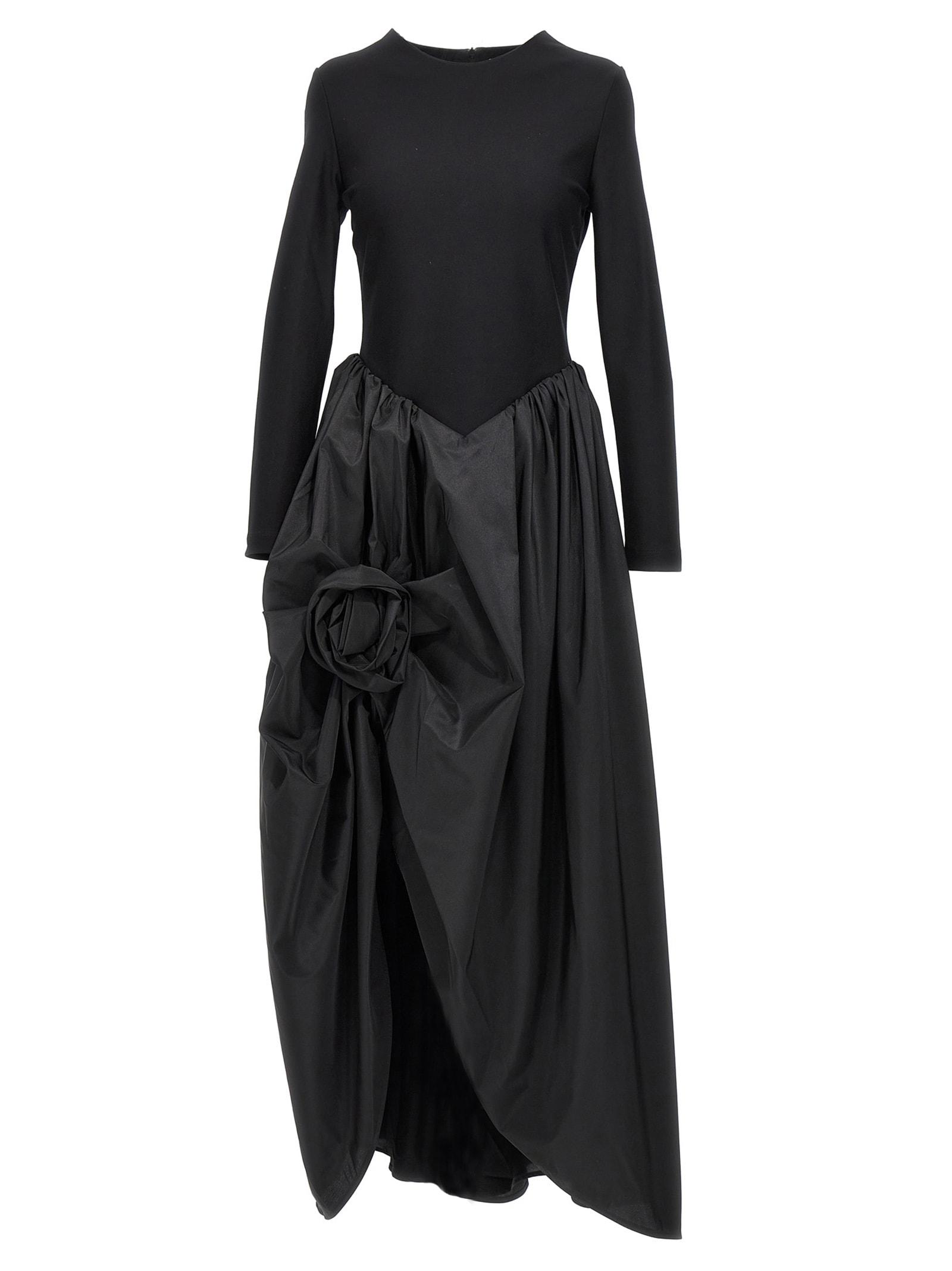 aurora asymmetric draped black feather dress Dame One Shoulder Feather Midi Dress - Black main image 0