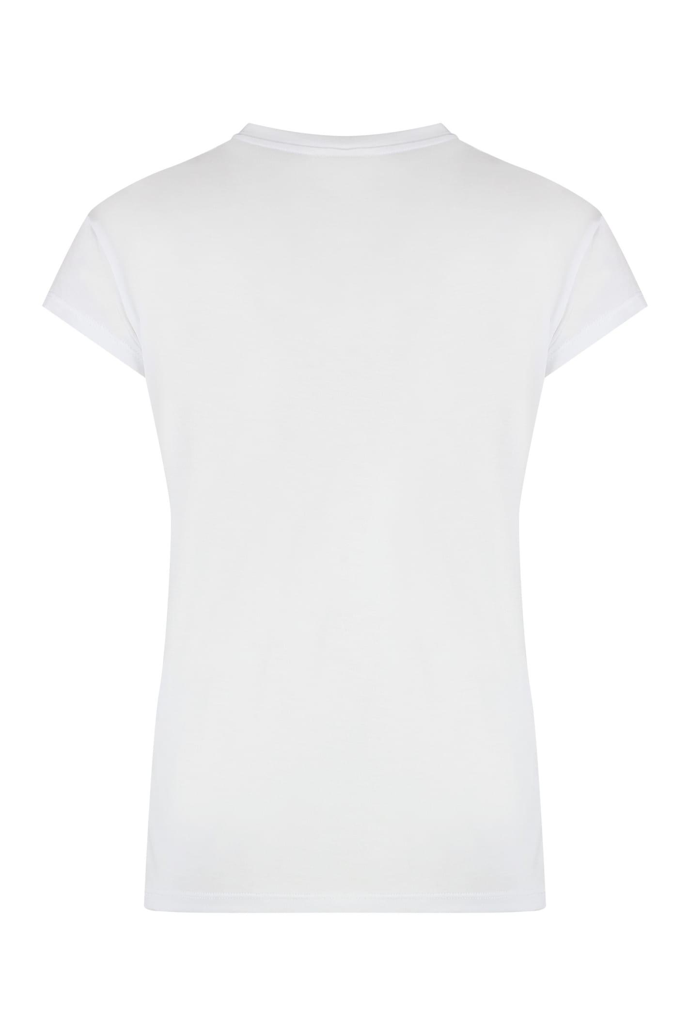 【関税・送料込み】ELISABETTA FRANCHI WHITE COTTON T-SHIRT Elisabetta Franchi Logo Modal T-Shirt in White | Lyst