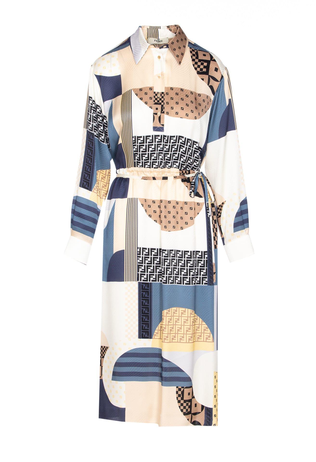 ワンピース FENDI Light-Blue Silk Blend Dress Dress Silk Light blue | Fendi