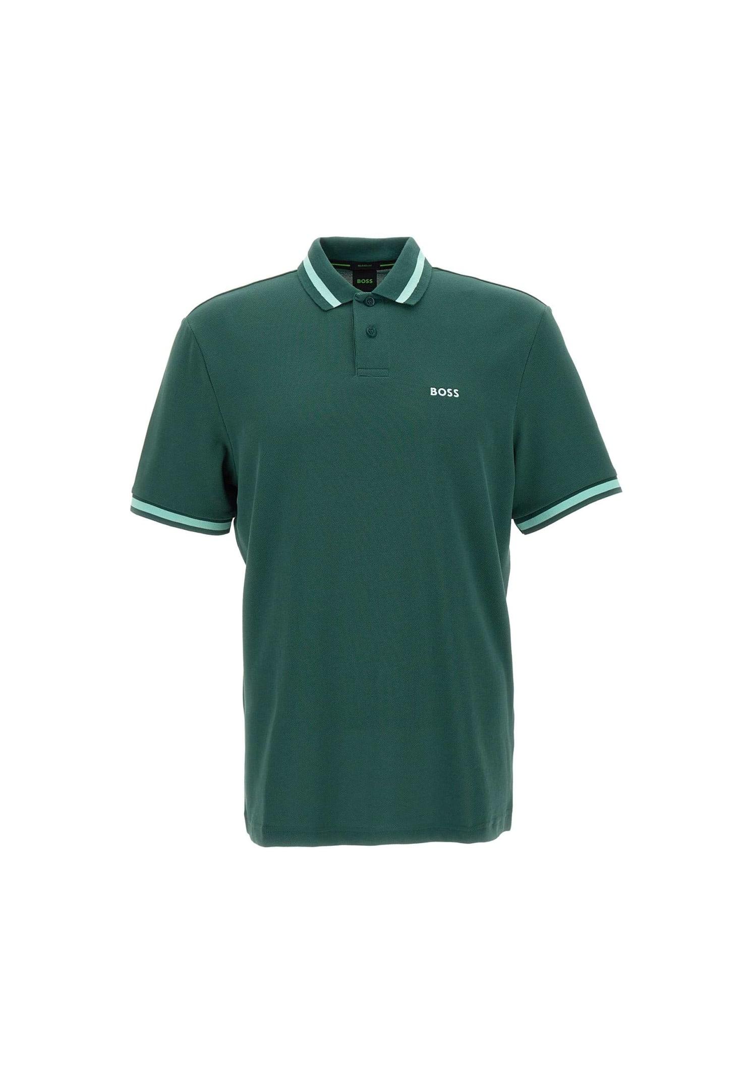 BOSS by HUGO BOSS Boss Pio Cotton Polo Shirt in Green for | Lyst