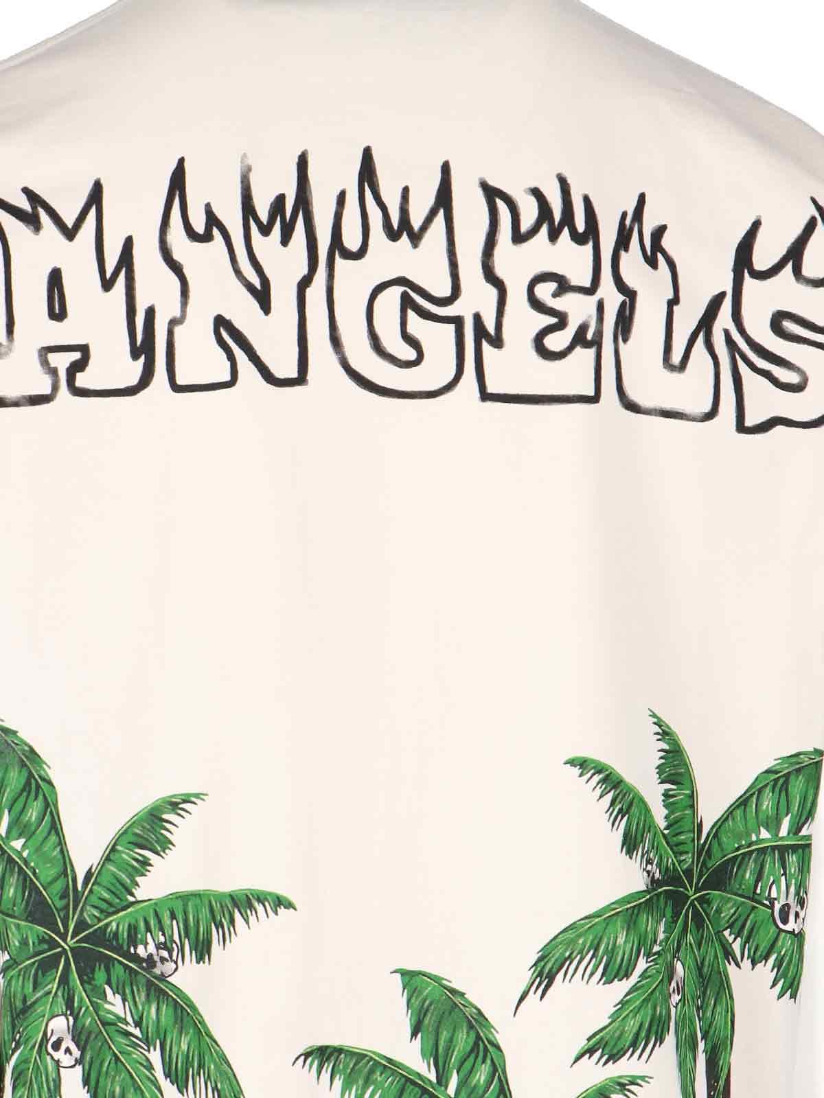 Palm Angels Black & White Cotton Thinking Skull Printed Round Neck T-Shirt  L Palm Angels