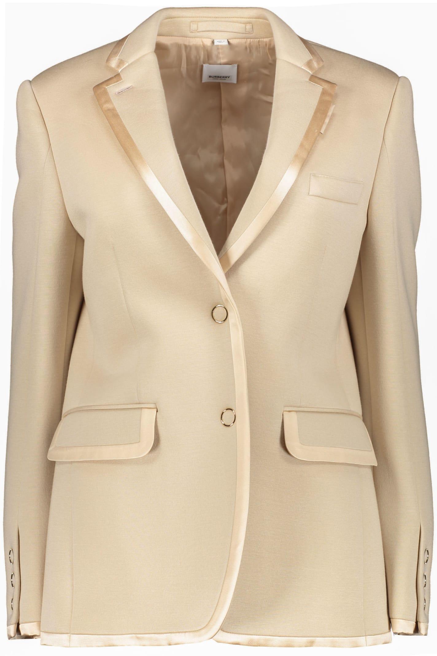 Burberry Single-breasted Two-button Blazer in Natural | Lyst