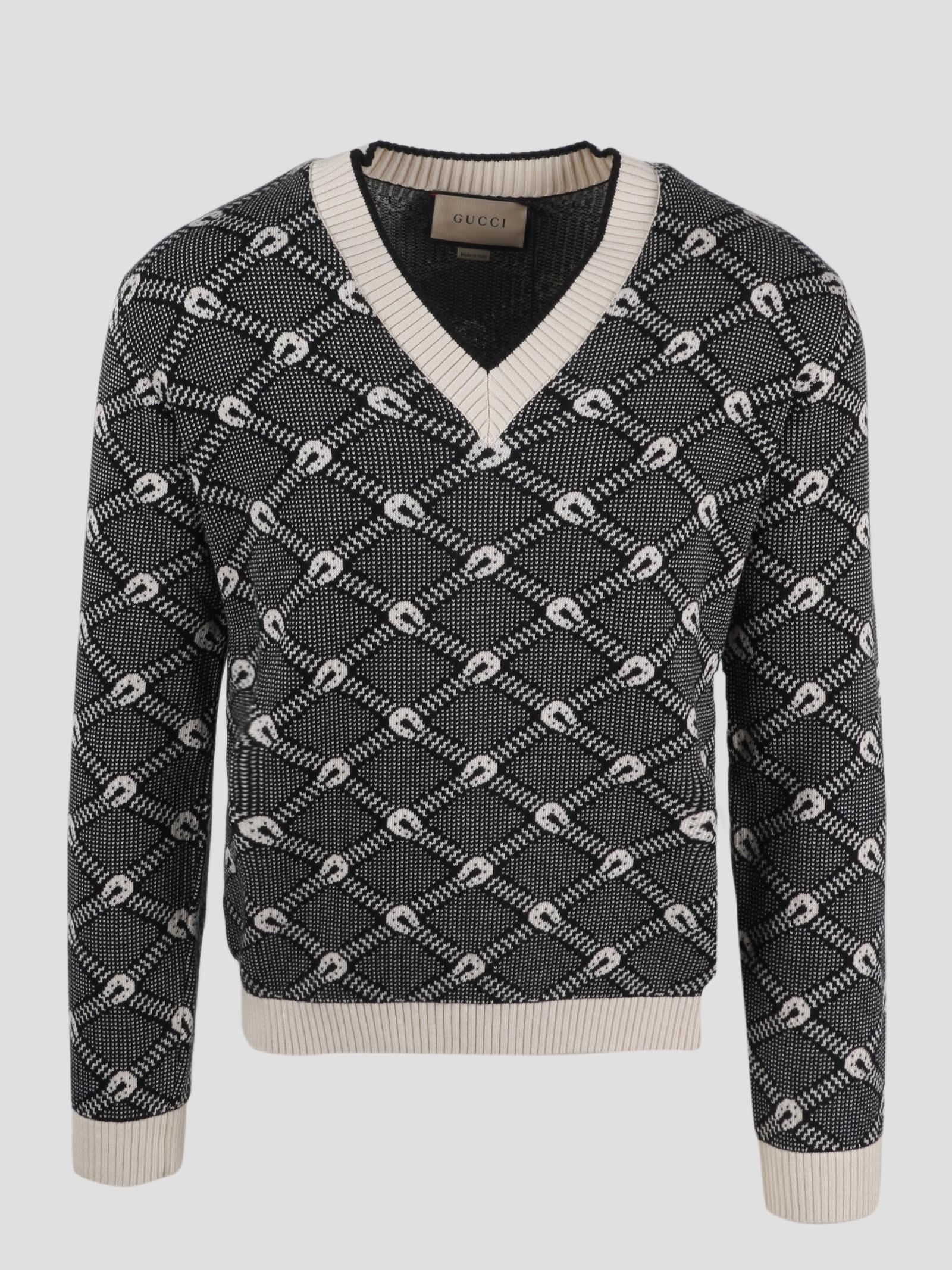 Gucci Wool Cotton Jacquard Sweater in 