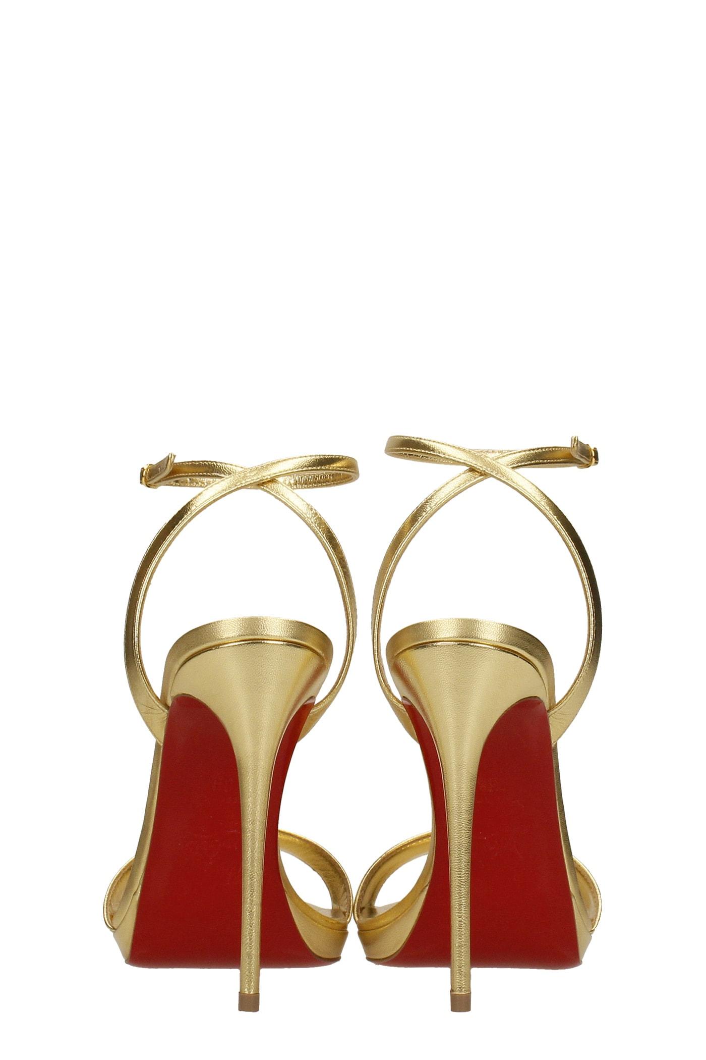 【関税送料込】ルブタン Loubiqueen llic Sandal ゴールド Christian Louboutin Loubi Queen 120 Sandals In Gold Leather