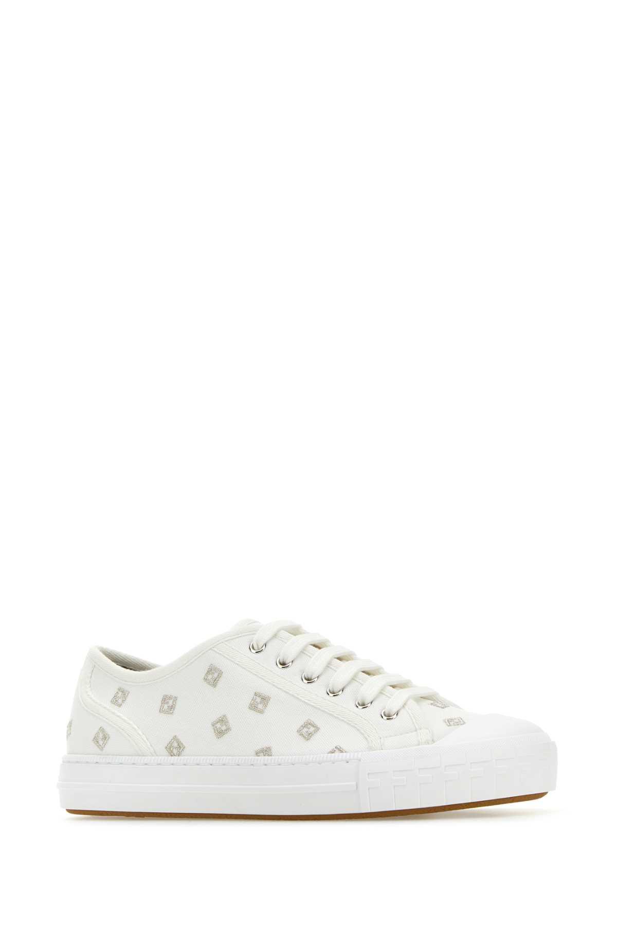 Fendi Domino Canvas Sneaker in White | Lyst