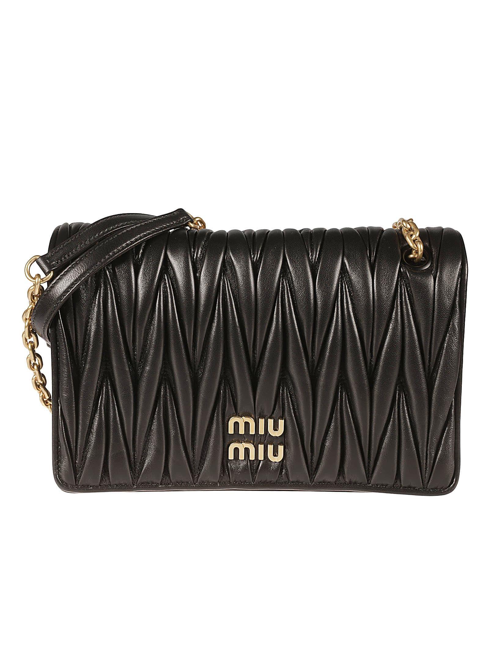 Miu Miu Matelassé Shoulder Bag in Black | Lyst