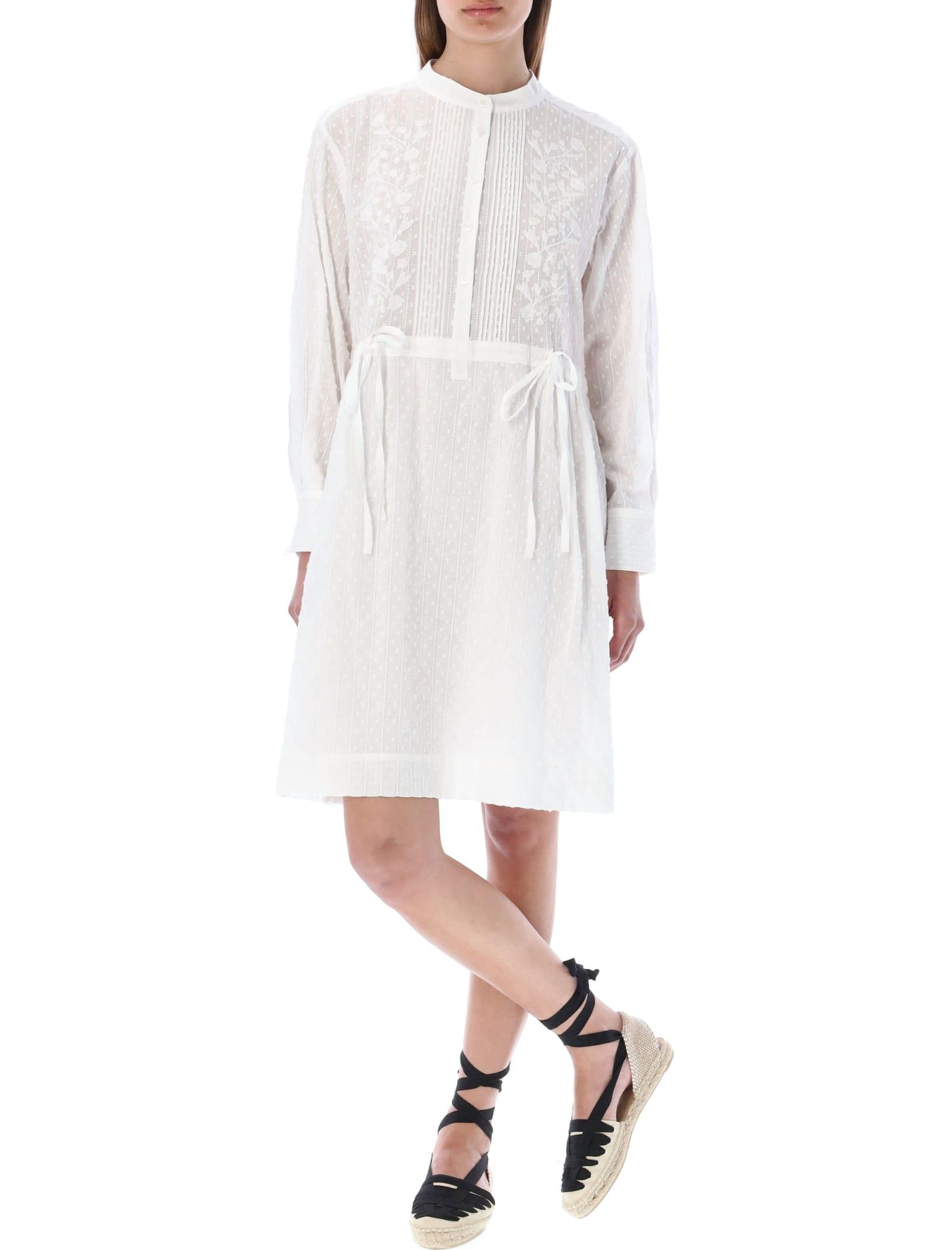See By Chloé Embroidered Shirt Dress in White | Lyst