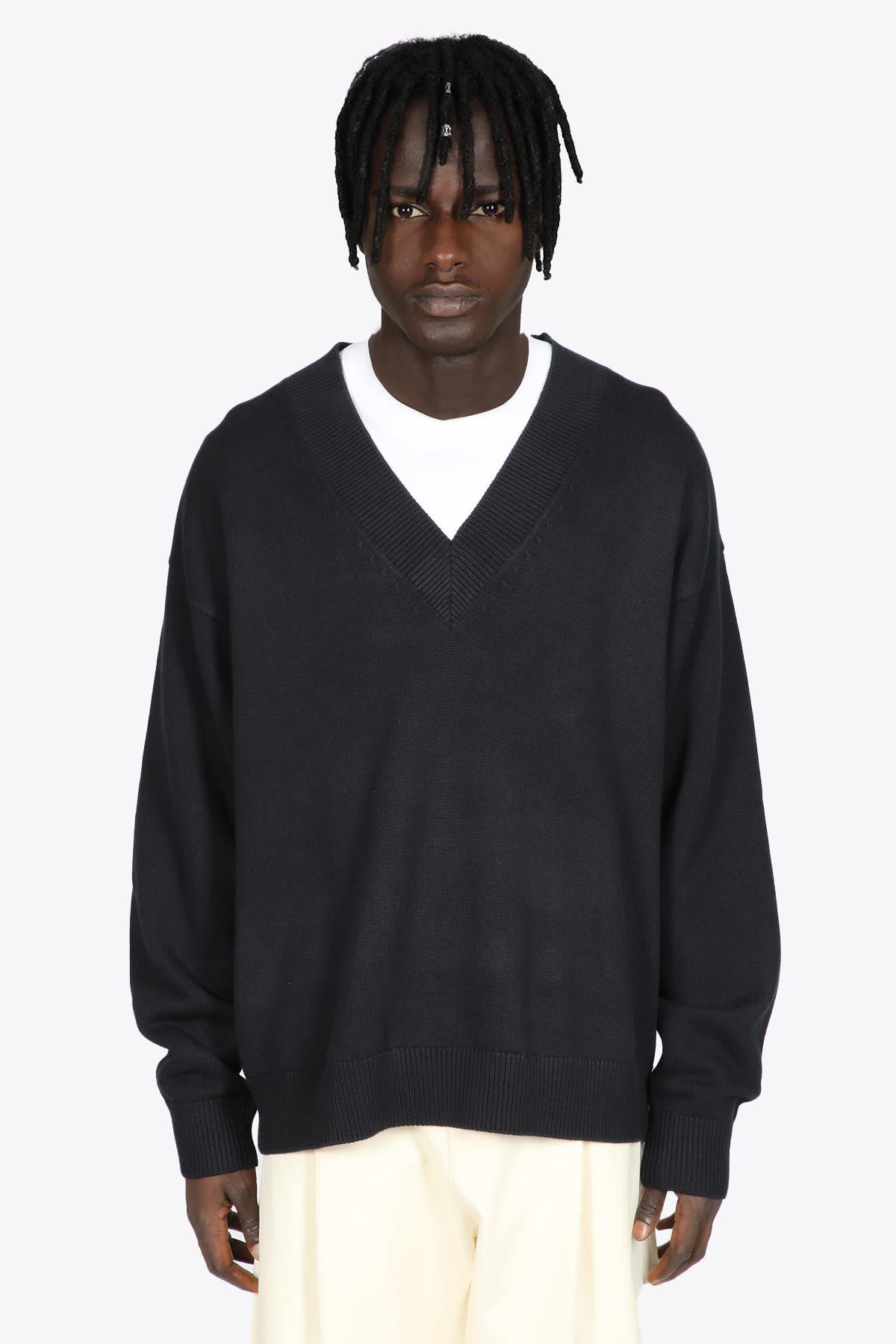 Studio Nicholson V Neck Jumper Dark Navy Wool V-neck Oversized Sweater -  Sola in Blue for Men | Lyst