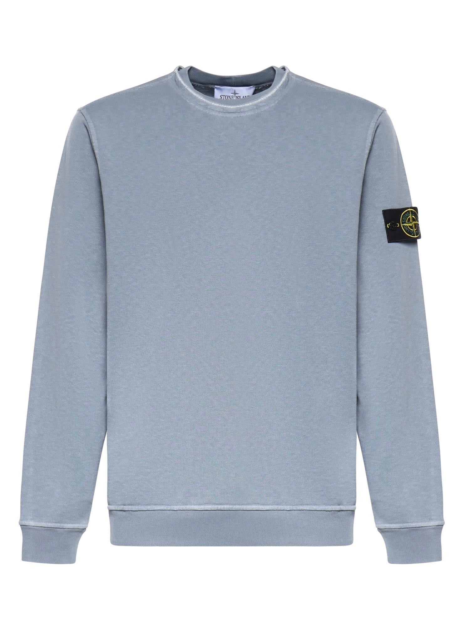 Stone Island Malfilé Cotton Sweatshirt With Logo in Blue for Men 