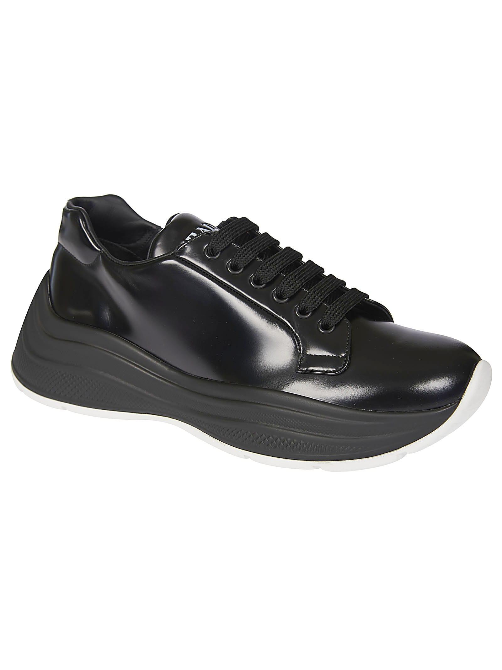 black leather prada sneakers