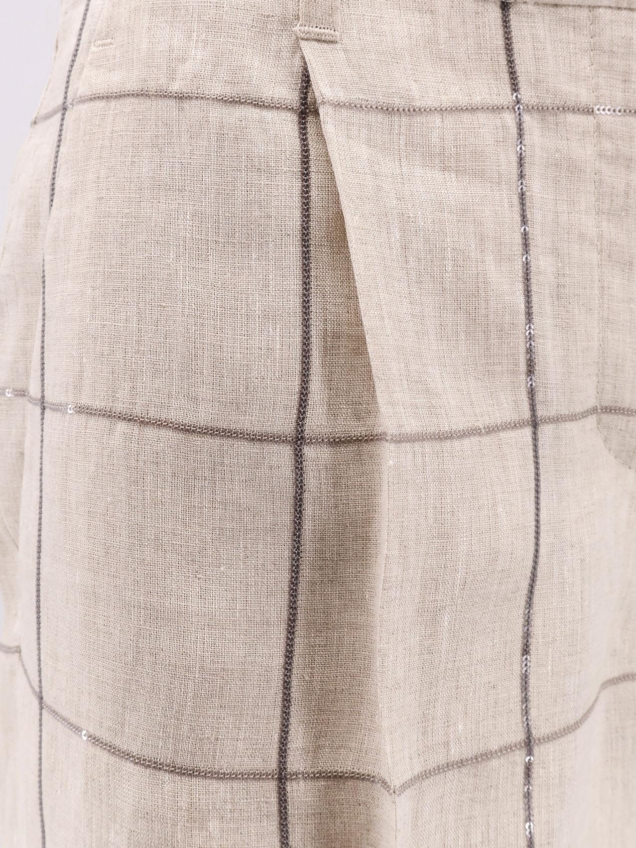 ショートパンツ BRUNELLO CUCINELLI Linen shorts with sequins embroidery JUTA Brunello Cucinelli - Windowpane Paillette Embroidered Linen