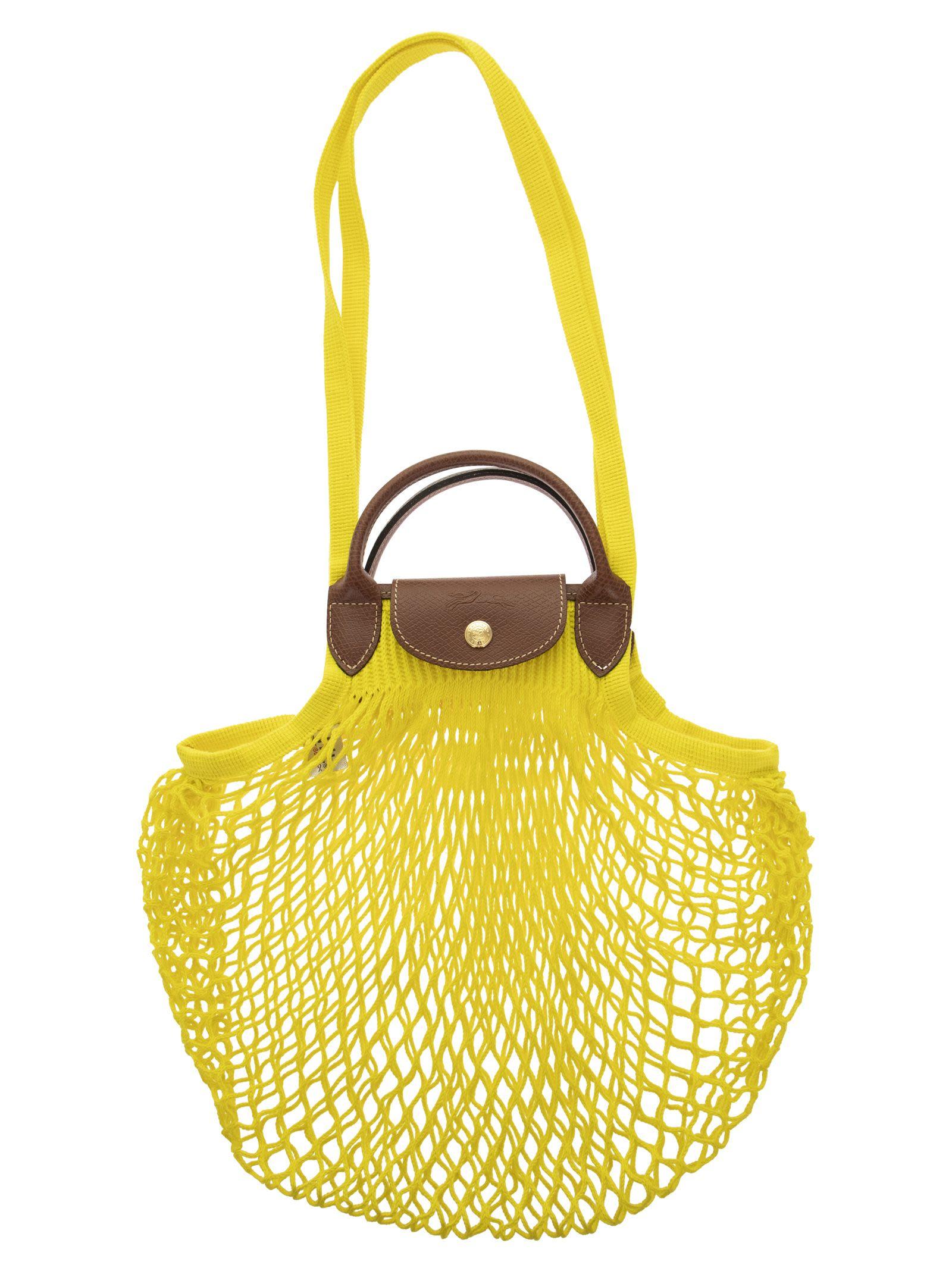 Longchamp `le Pliage Filet Tie And Dye` Net Top Handle Bag in Yellow