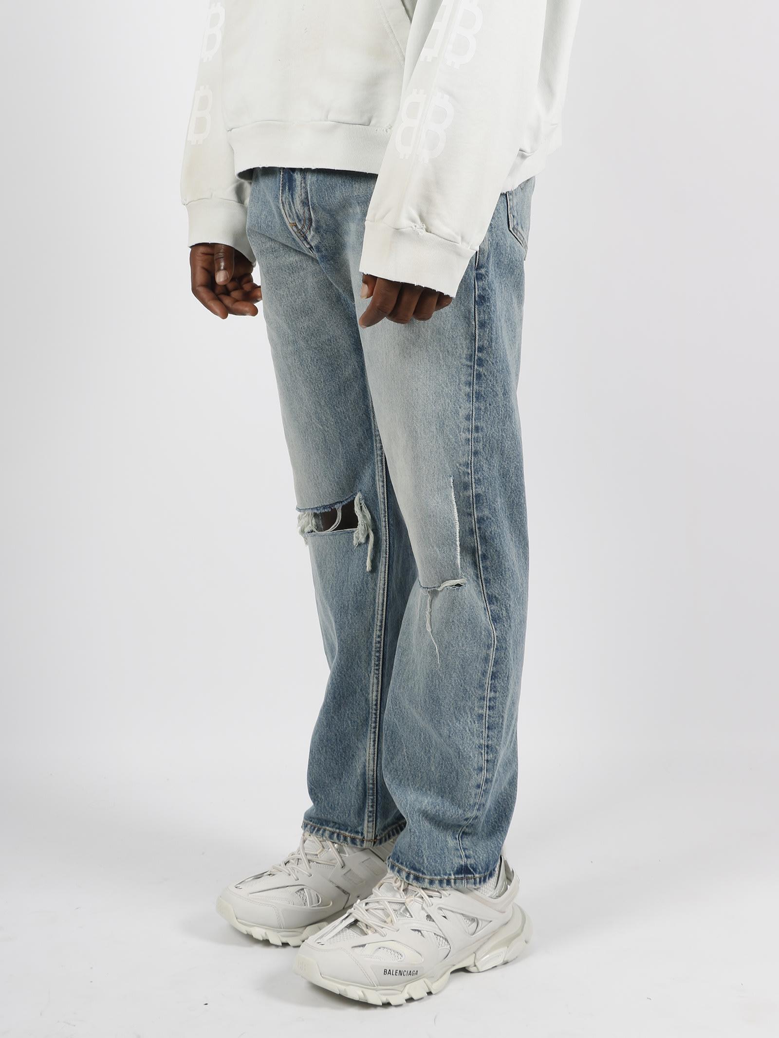 Balenciaga Buckle Loose Fit Jeans in Blue for Men | Lyst