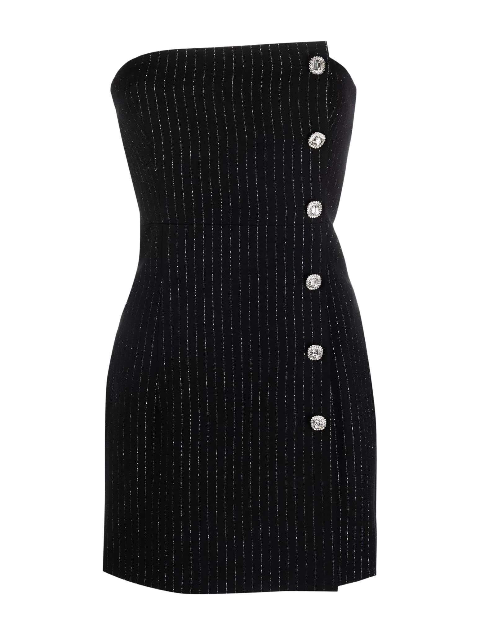 Alessandra Rich Lurex Pinstripe Bustier Mini Dress in Black | Lyst