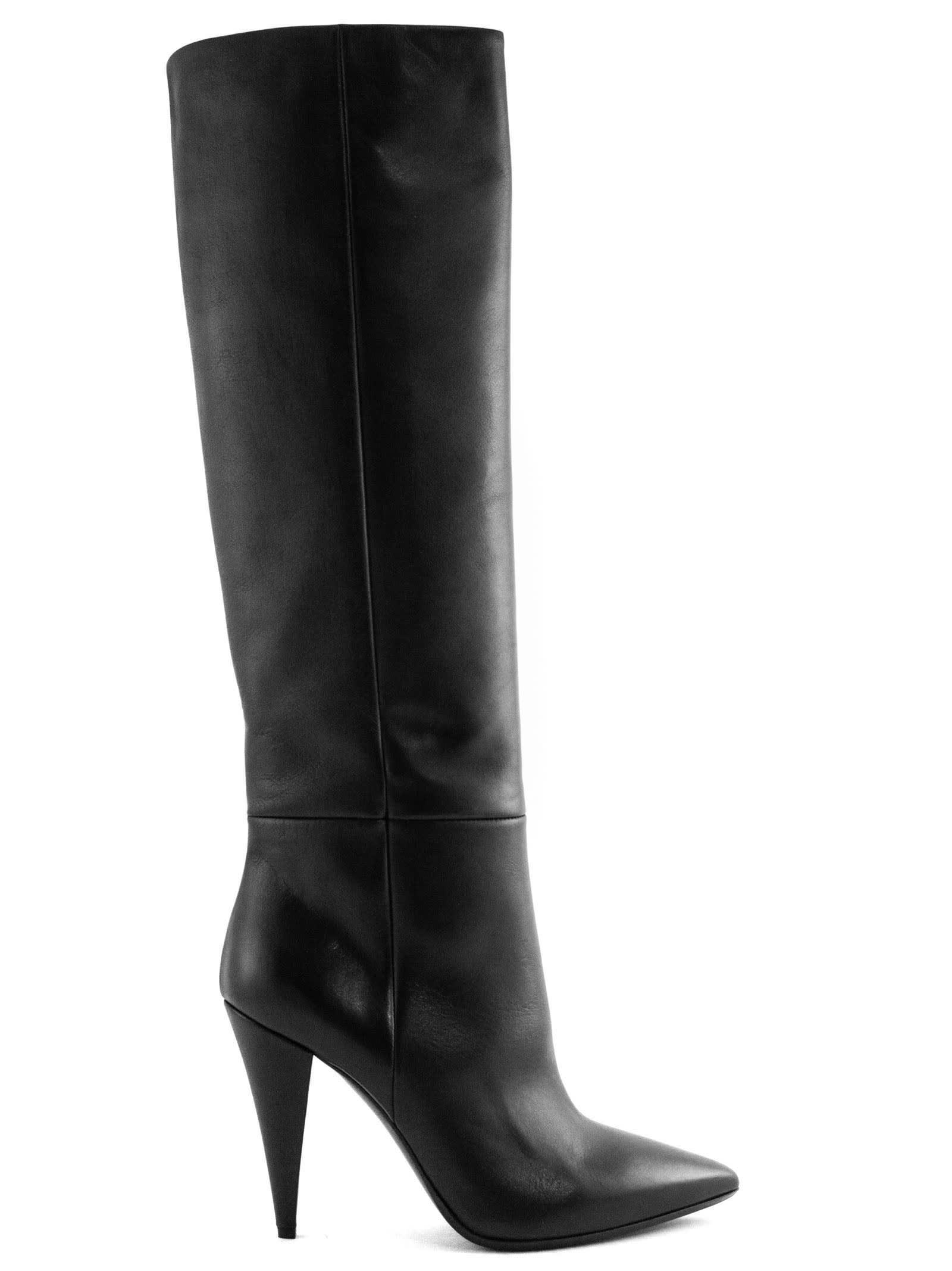 Strategia Black Leather High Boots Lyst