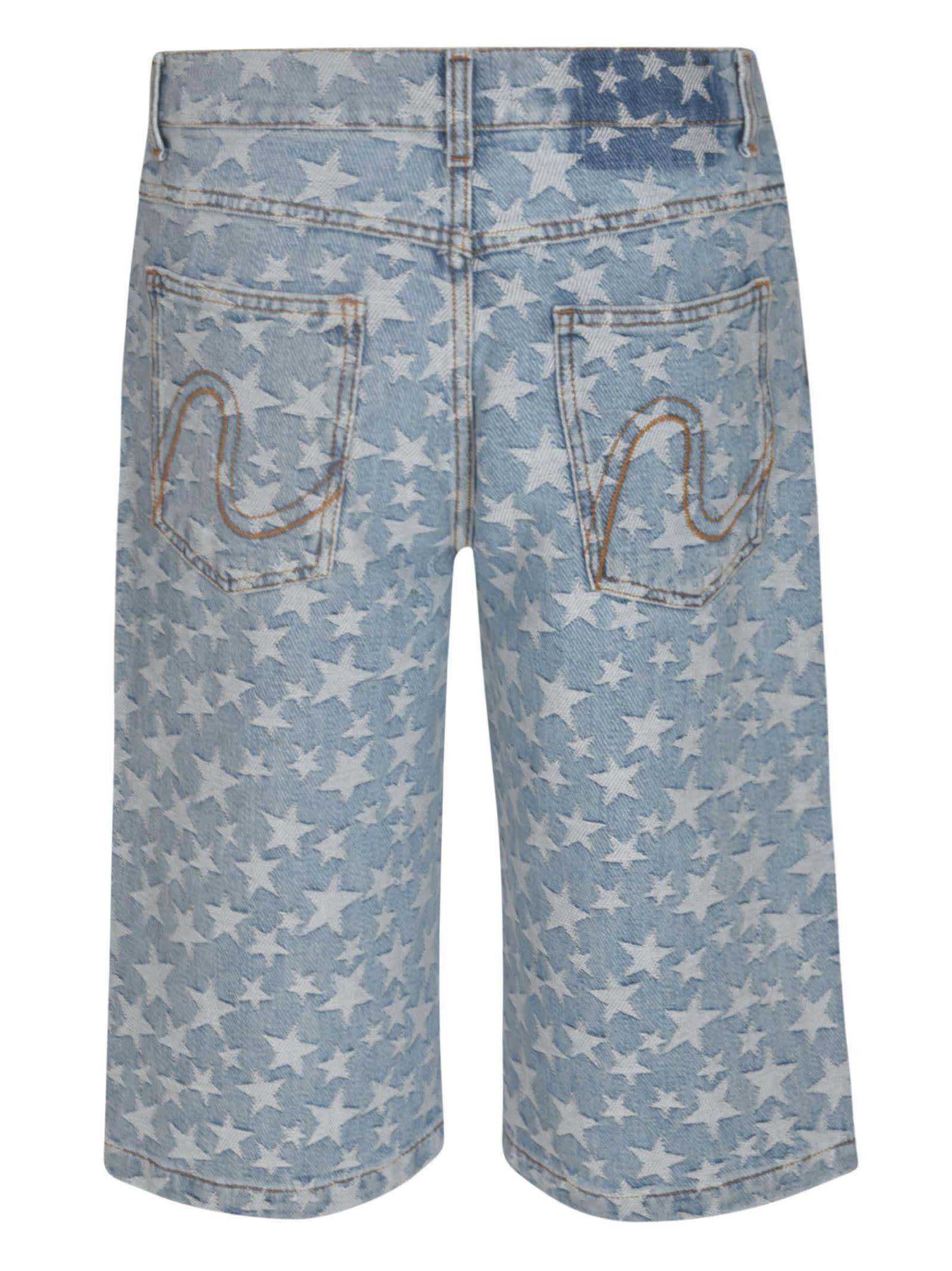 Star print denim shorts sale
