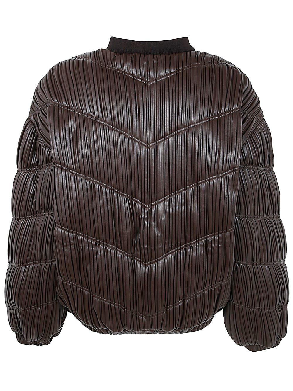 ROTATE BIRGER CHRISTENSEN Pleated Bomber Jacket in Brown | Lyst