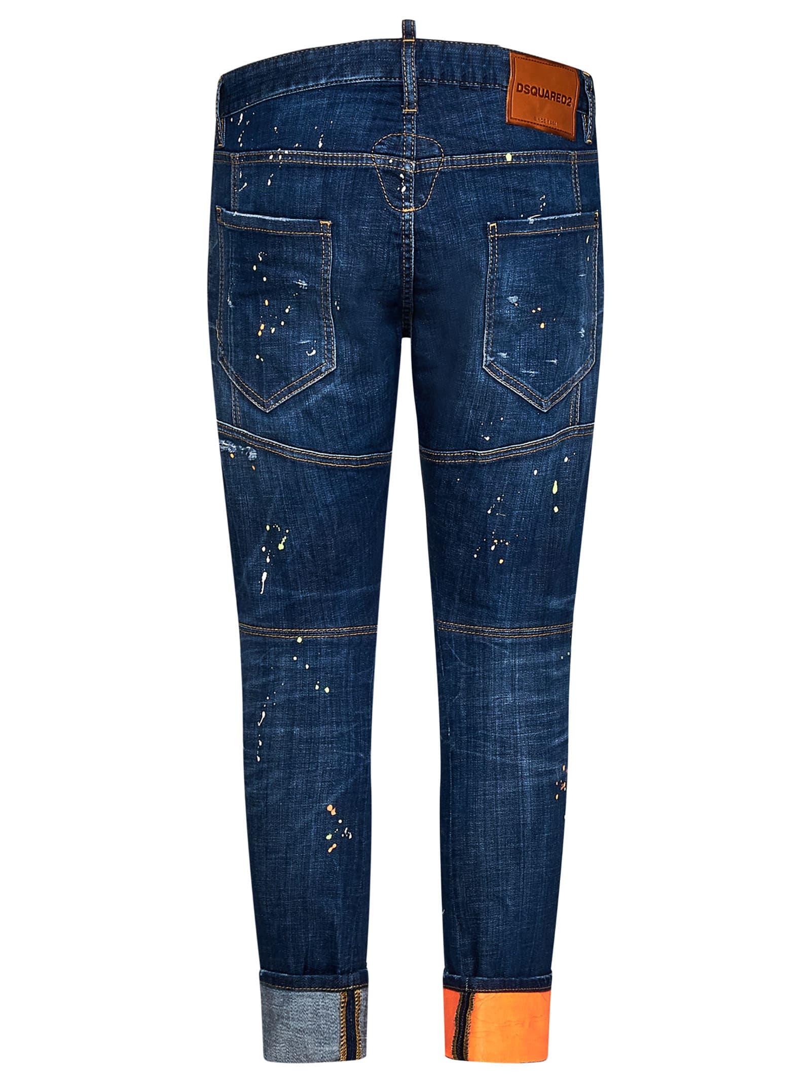 DSquared² Dark Techno Surf Wash Tidy Biker Jeans in Blue for Men