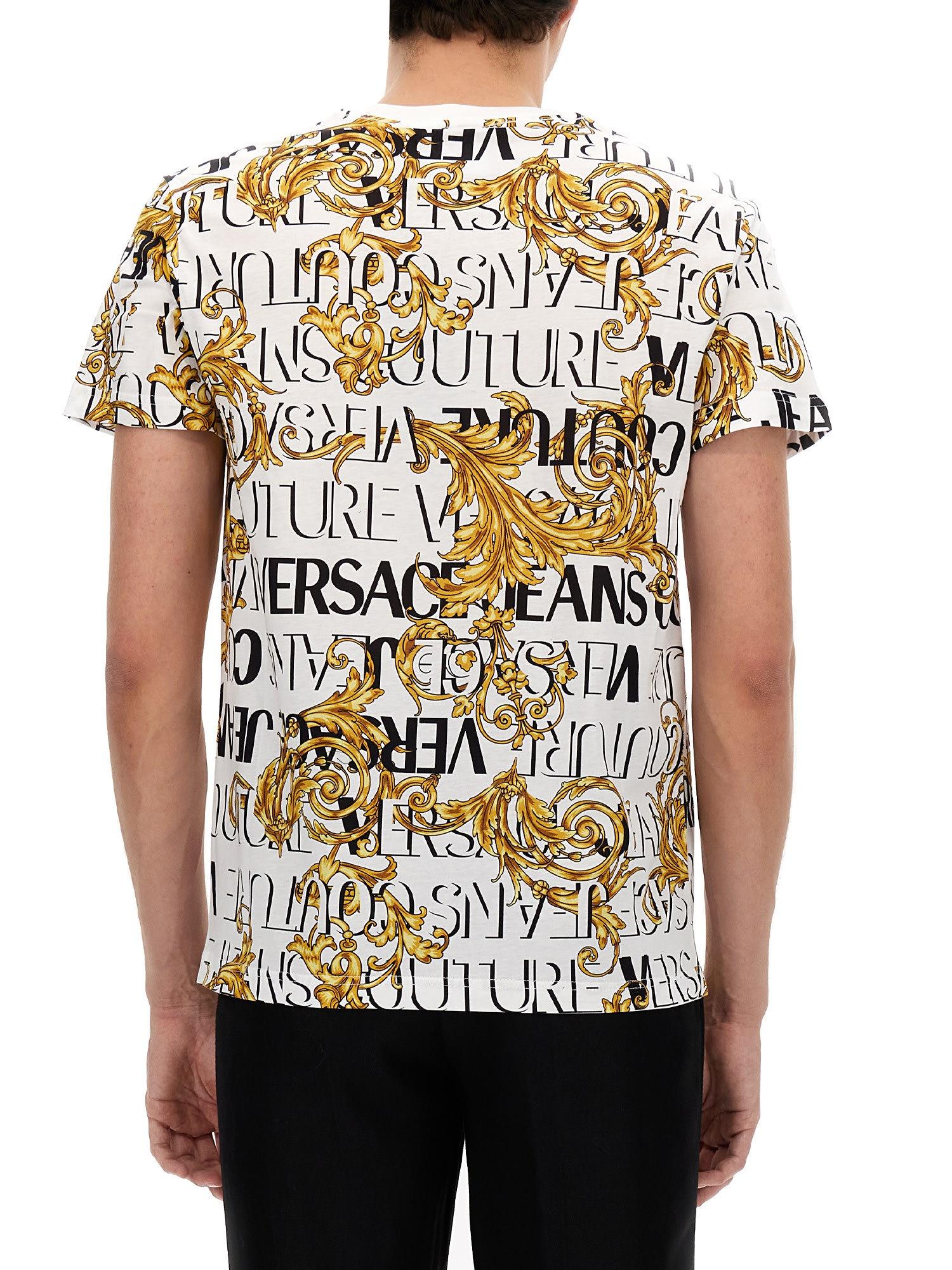 Versace Jeans Couture Baroque Logo Print T-shirt in White for Men | Lyst