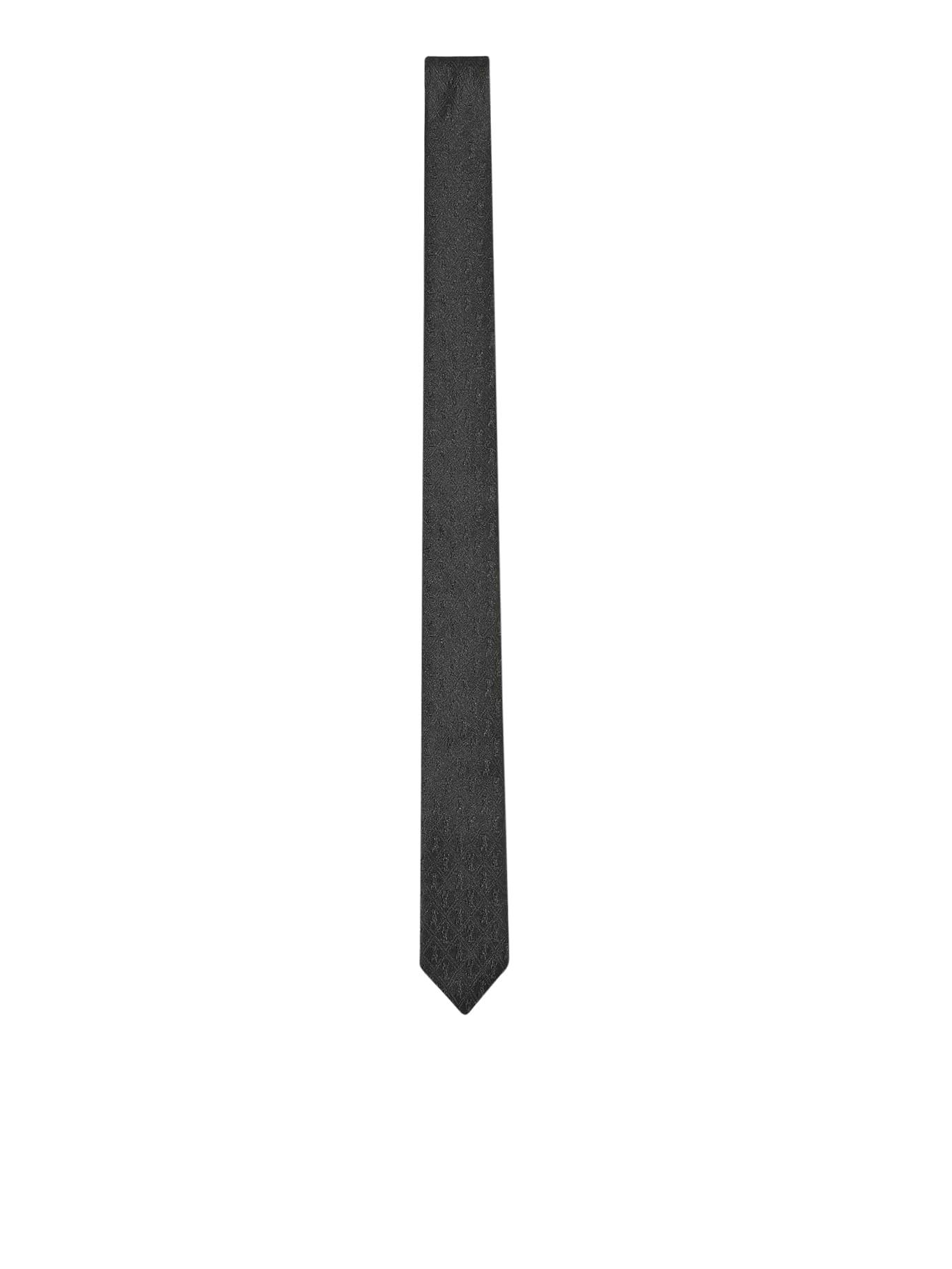 Saint Laurent Tie Cravate Monogram in White for Men | Lyst