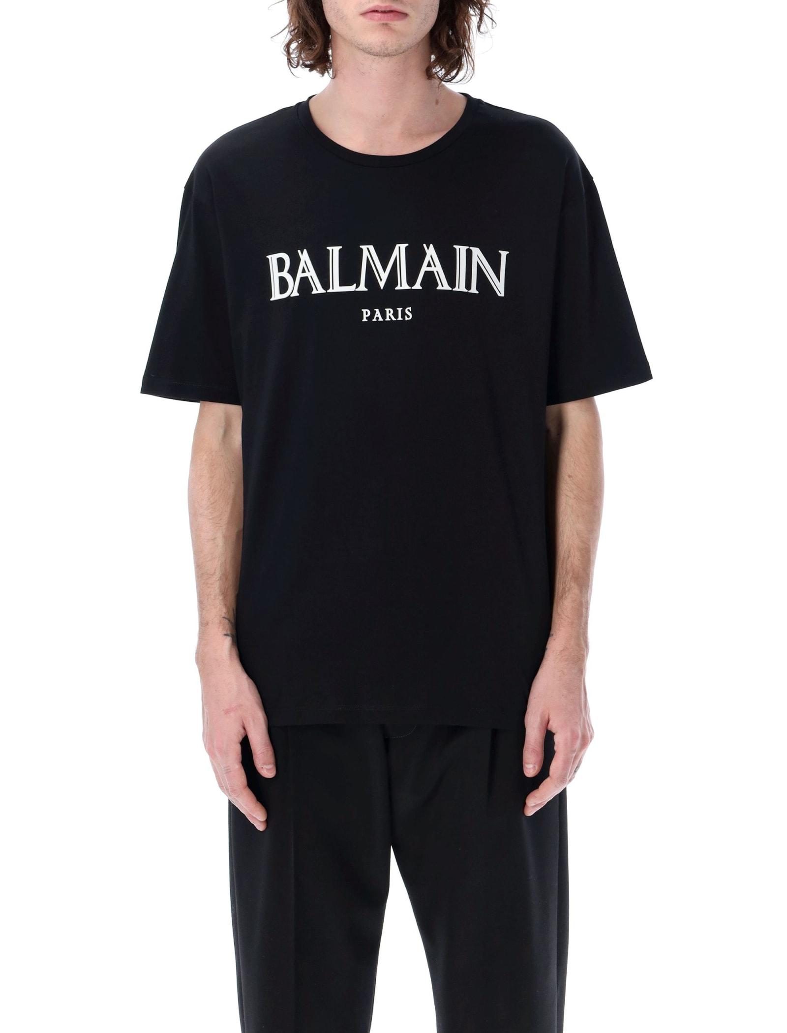 Balmain Logo T-shirt in Black for Men | Lyst