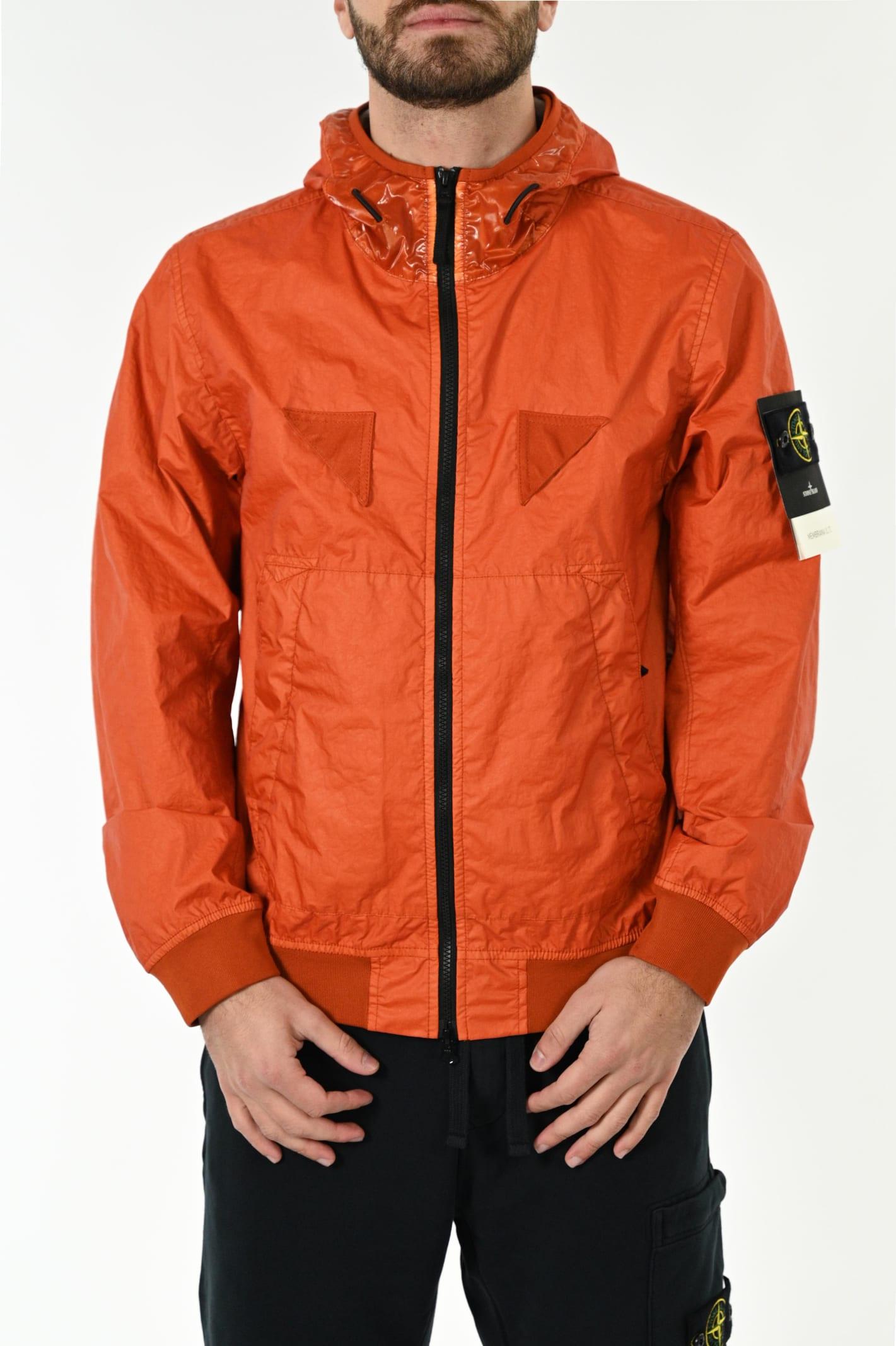Stone Island Jacket With Hood In Membrana 3l Tc, in Orange for Men Lyst UK