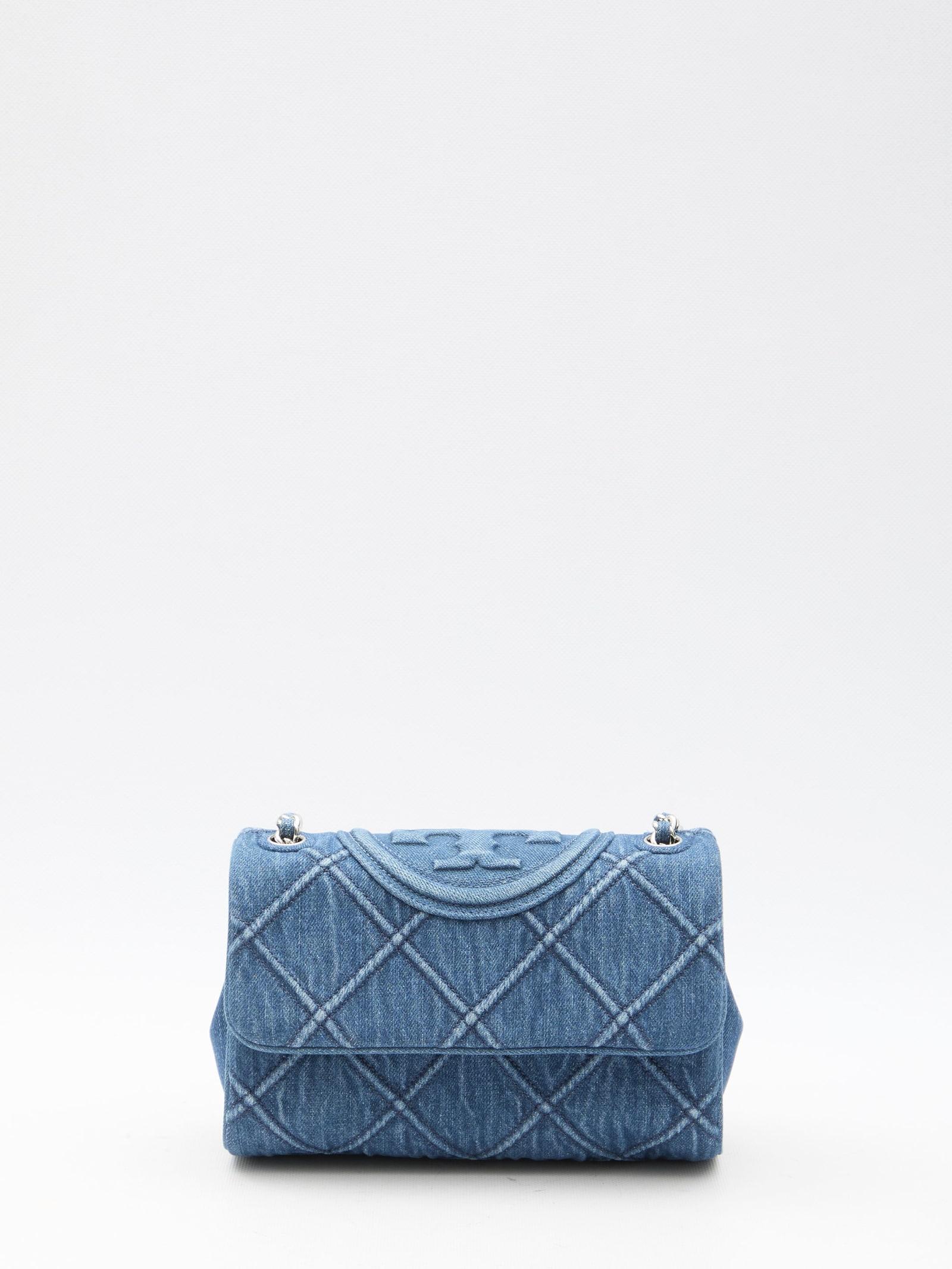 Tory Burch Fleming Soft Denim Small Bag in Blue | Lyst