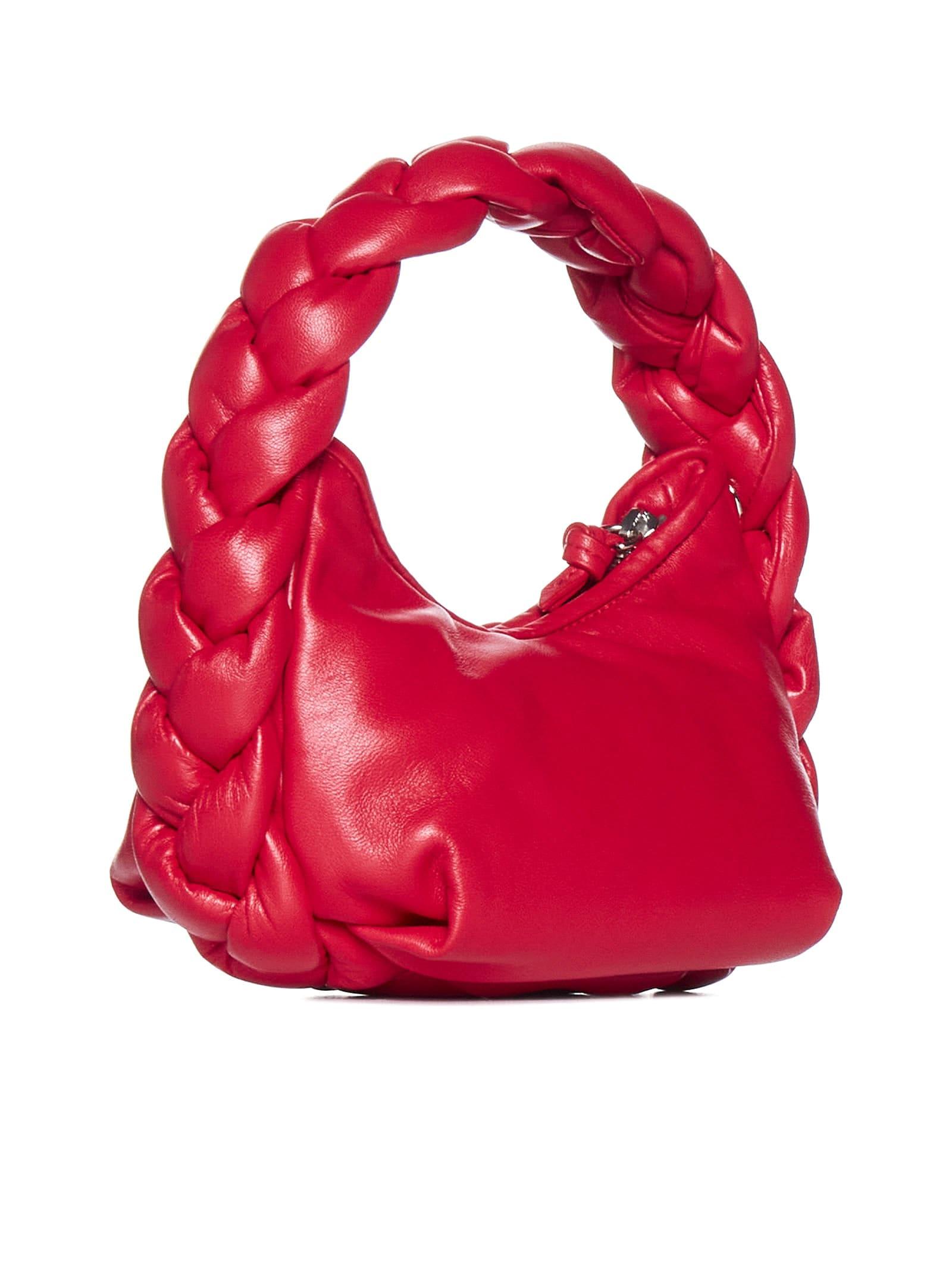 $600 Hereu Women's Red Espiga Braided Leather Top-Handle