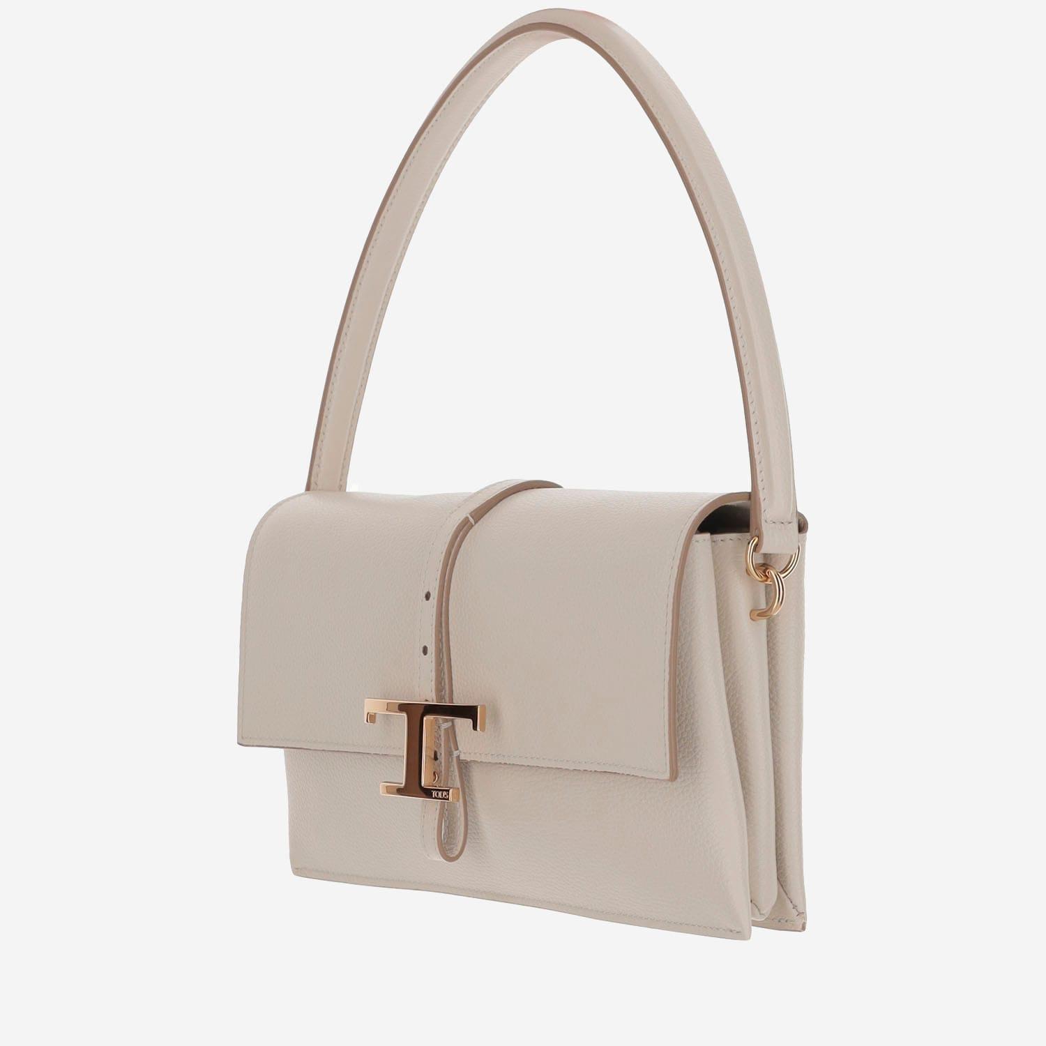 【関税負担無】TODS WHITE LEATHER FLAP T TIMELESS ショルダー Woman WHITE T Timeless Flap Bag in Leather Mini