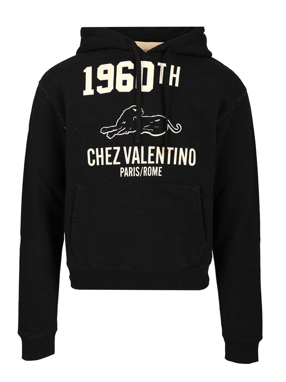 【VALENTINO】Chez Valentino Sweatshirt ブラック Valentino Logo-print Cotton-blend Sweatshirt in Black for