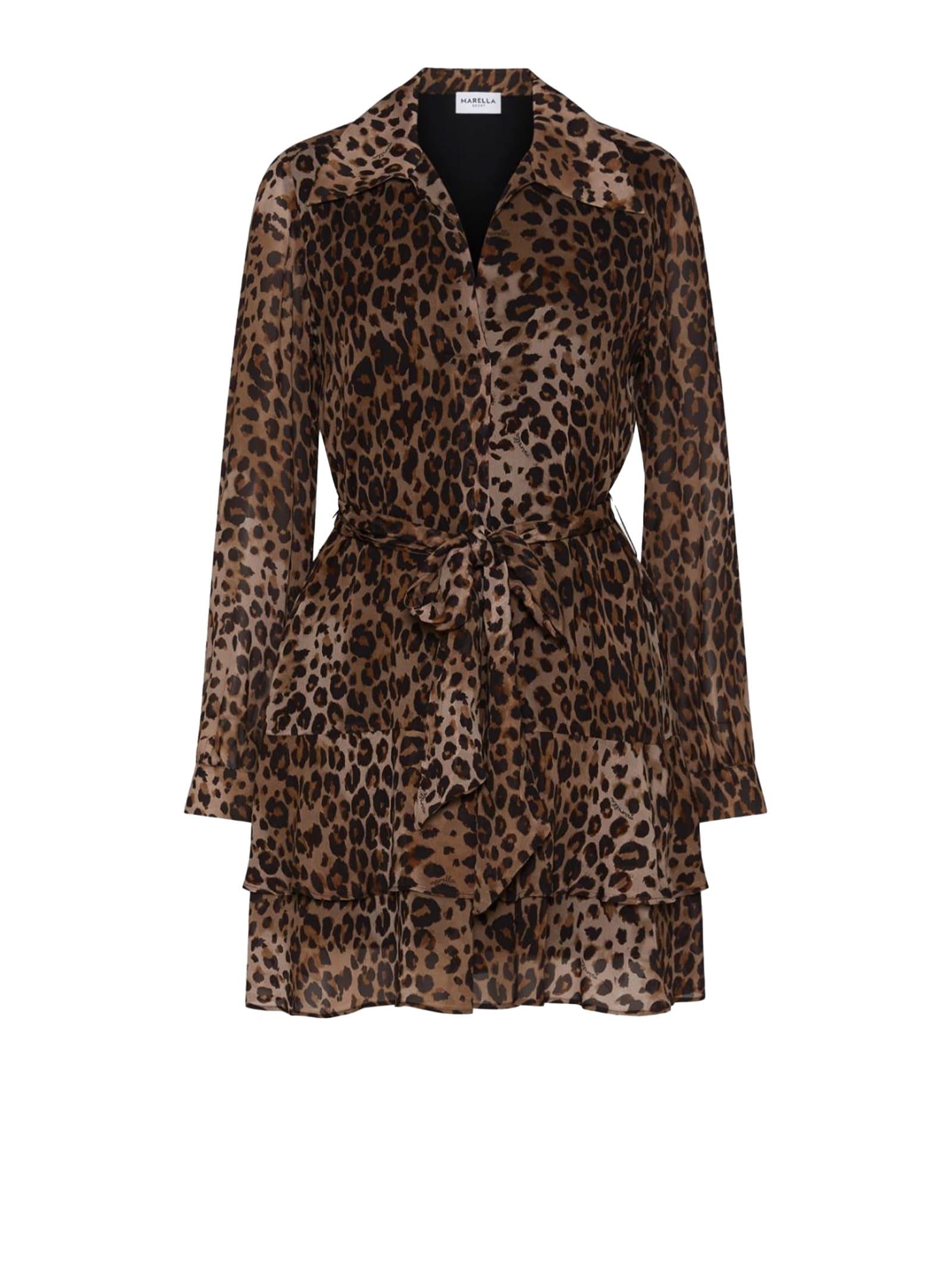 Marella Gray Leopard Print Coat Marella Palco 083 Leopard Print