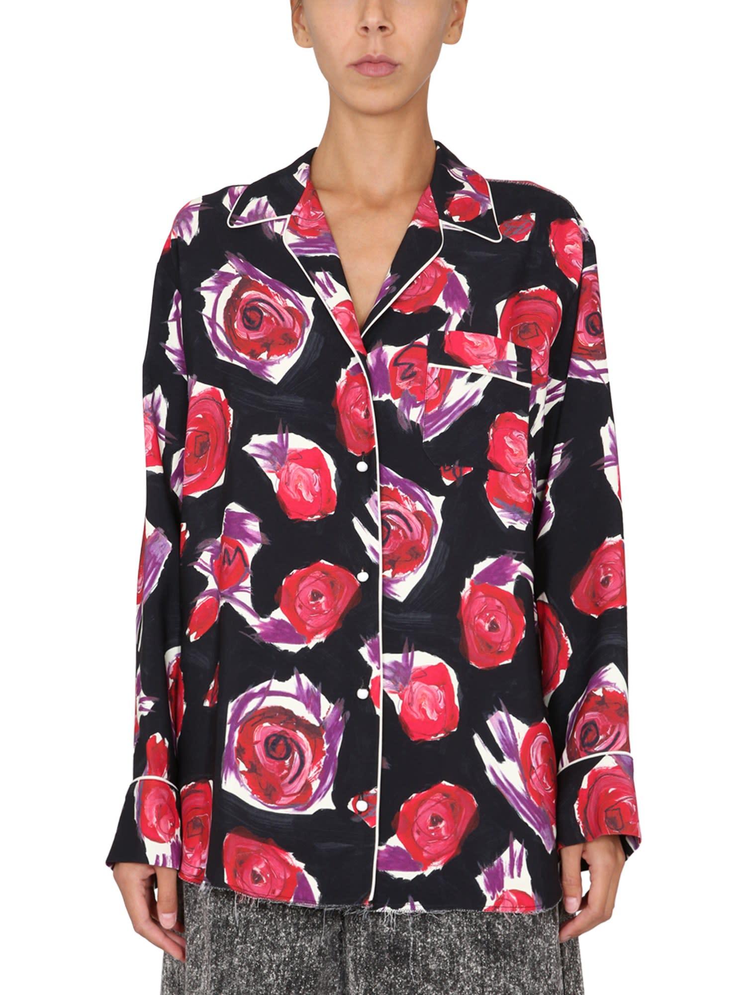 Marni Floral Print Shirt in Red | Lyst